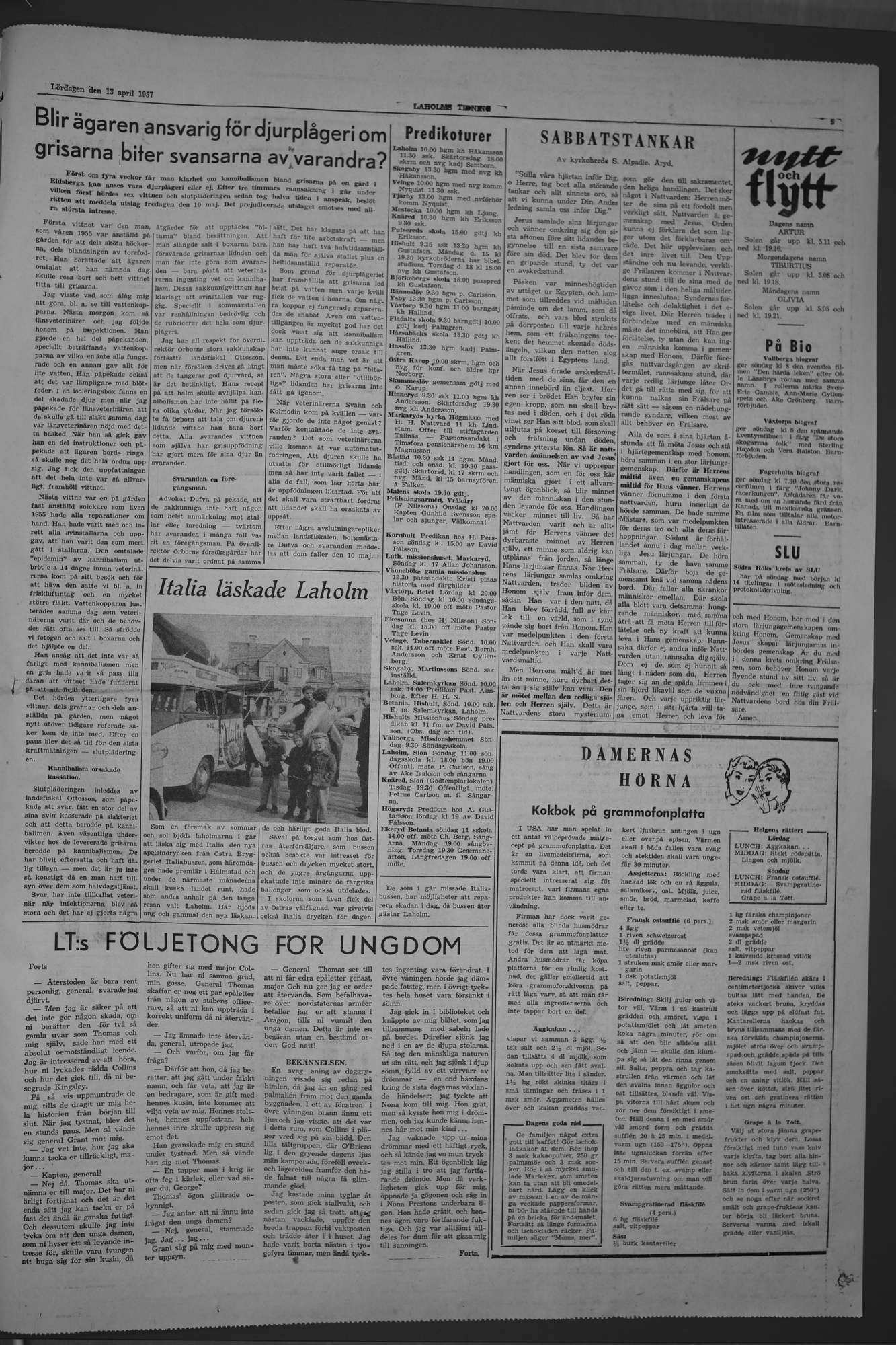Laholms Tidning Lördag 13 april 1957, sida 5