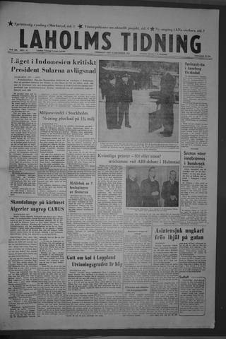 Förstasidan, Fredag 13 december 1957