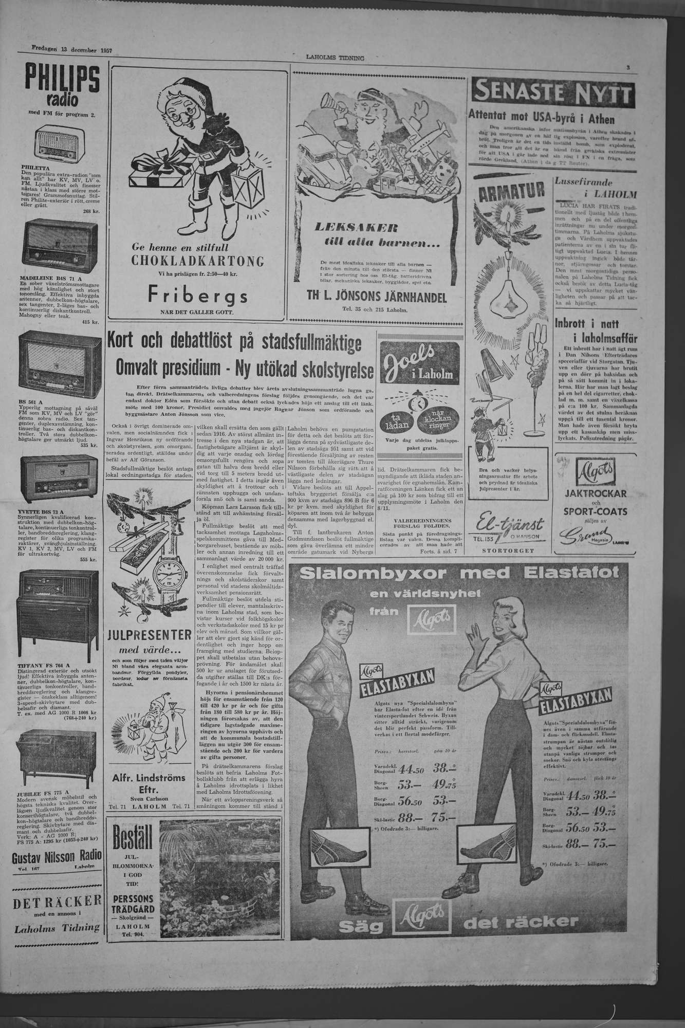 Laholms Tidning Fredag 13 december 1957, sida 3