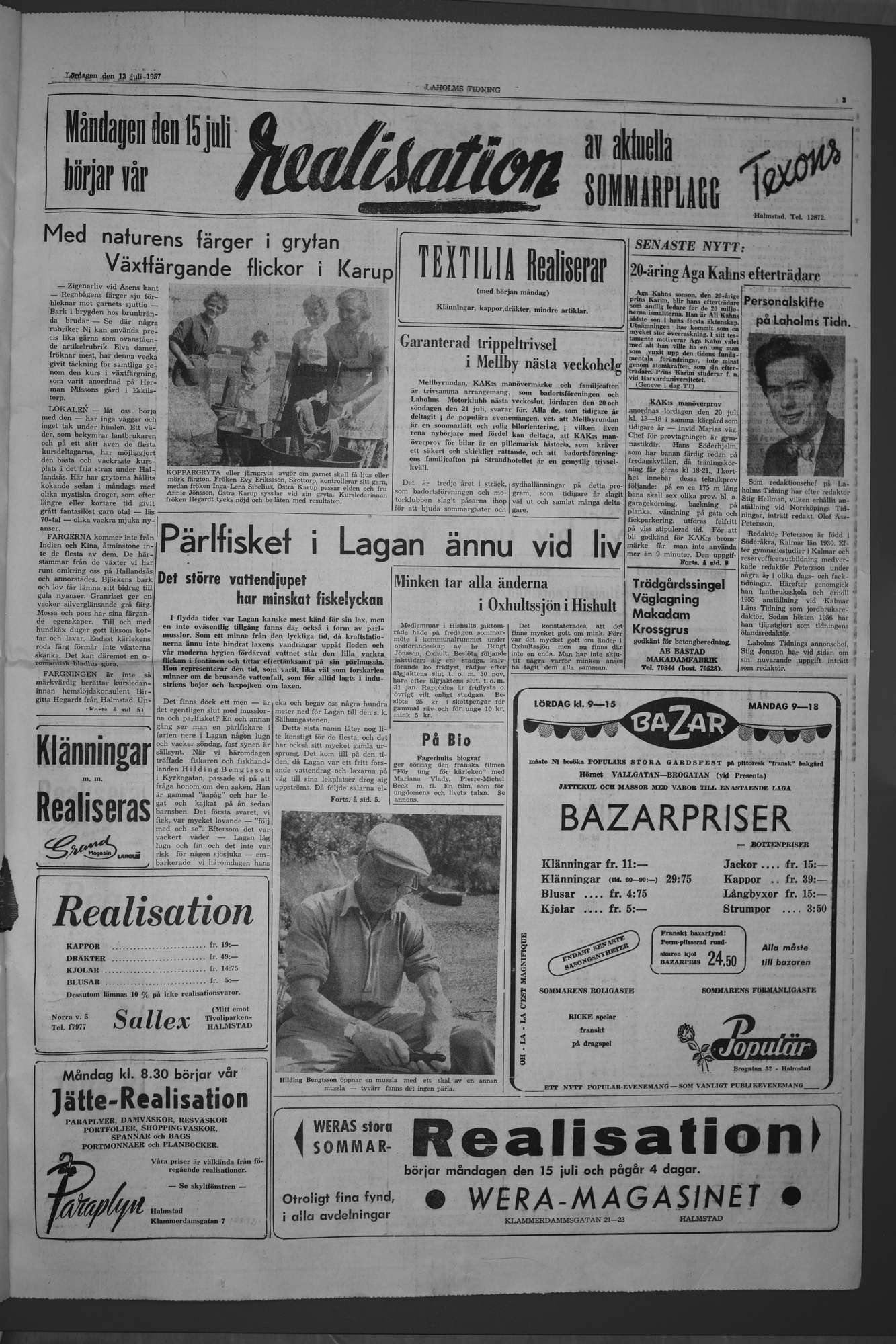 Laholms Tidning Lördag 13 juli 1957, sida 3
