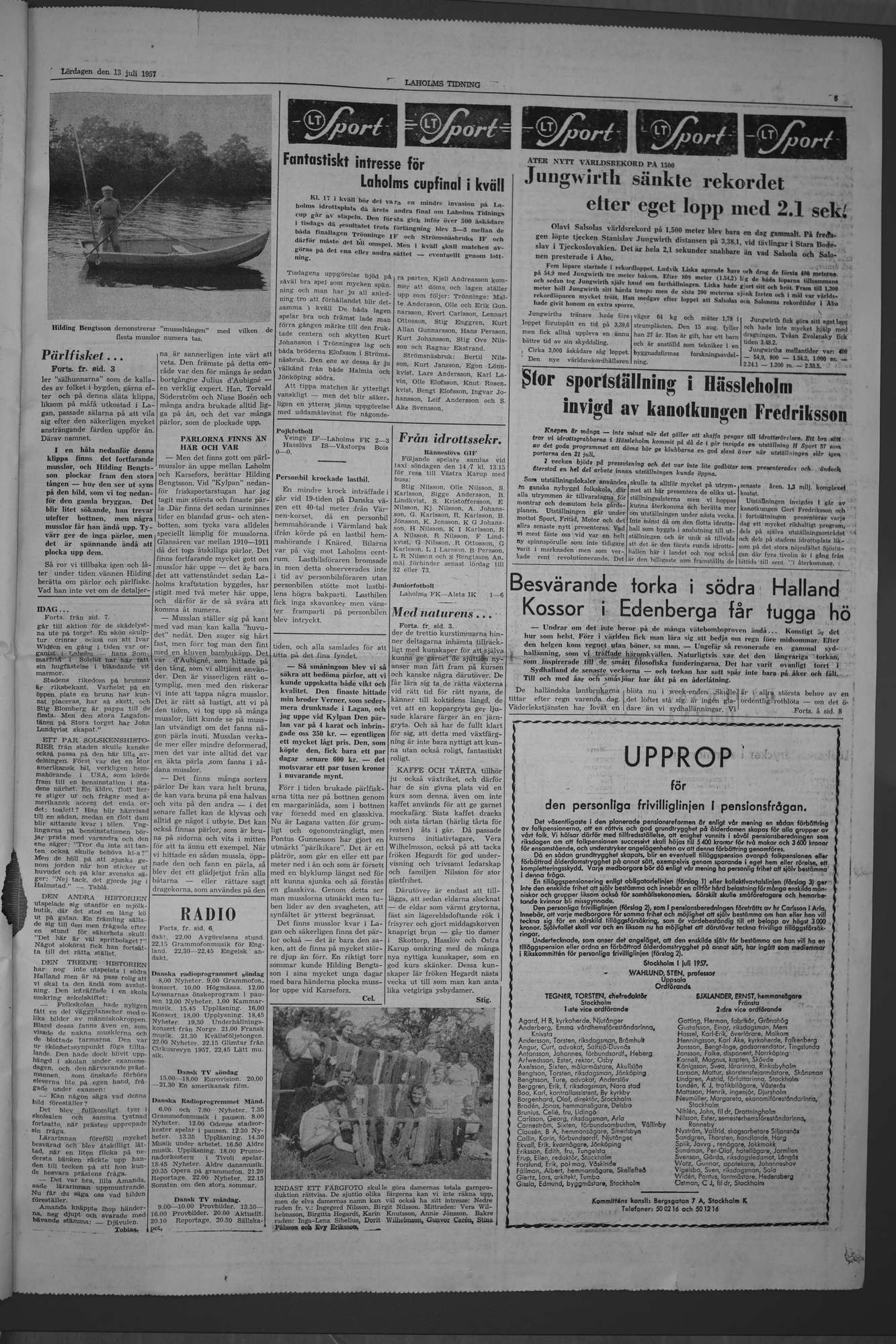 Laholms Tidning Lördag 13 juli 1957, sida 5