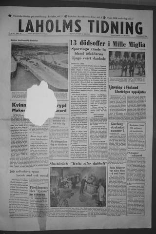 Förstasidan, Måndag 13 maj 1957