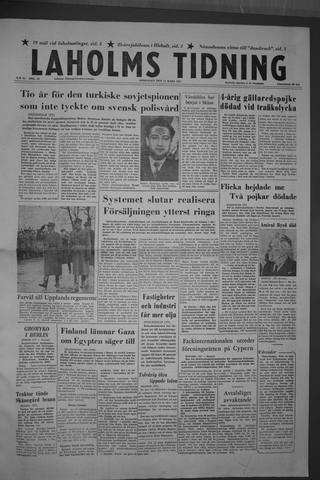 Förstasidan, Onsdag 13 mars 1957