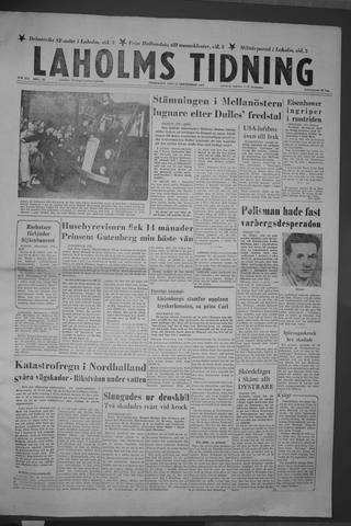 Förstasidan, Fredag 13 september 1957