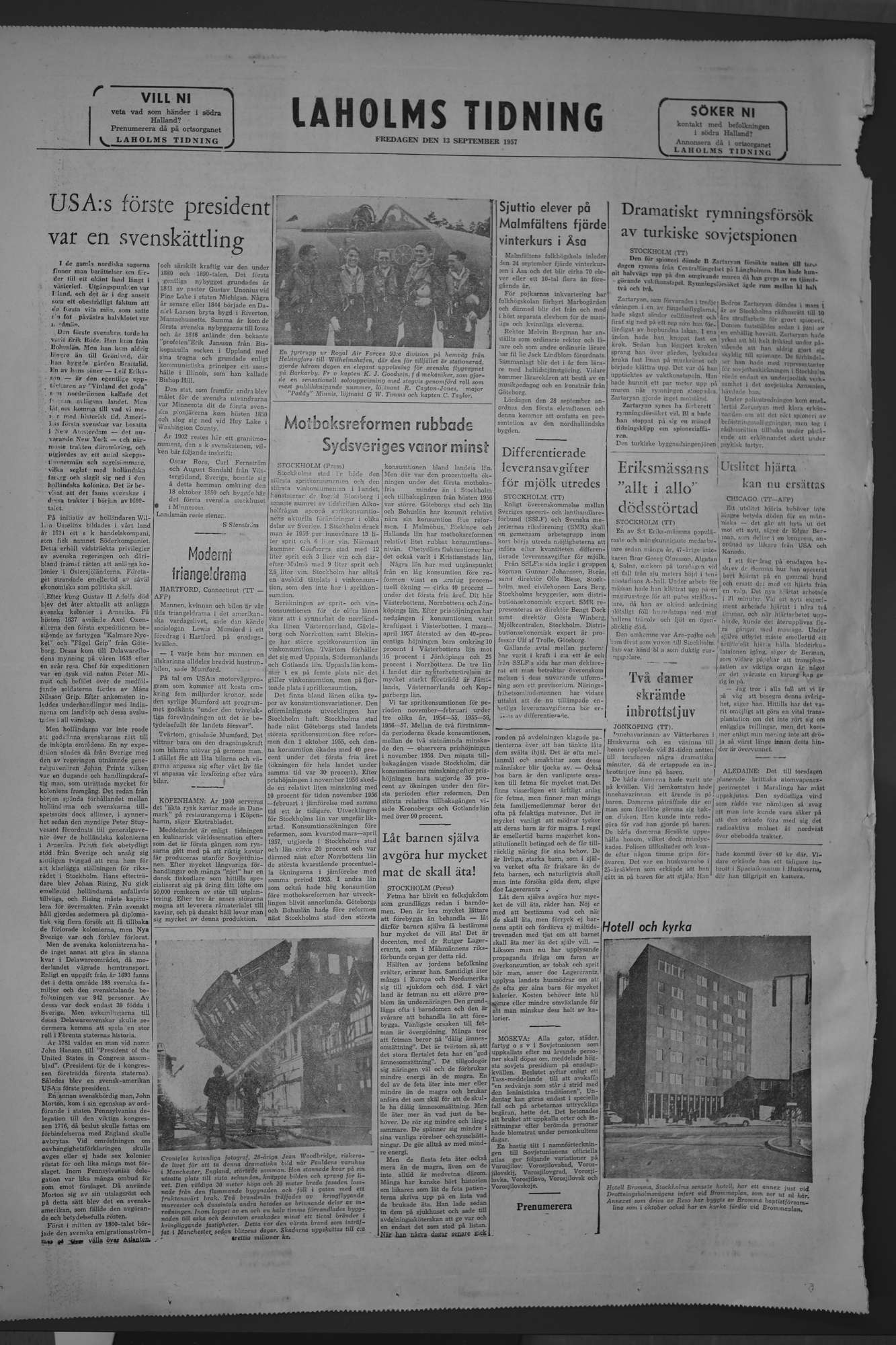 Laholms Tidning Fredag 13 september 1957, sida 8