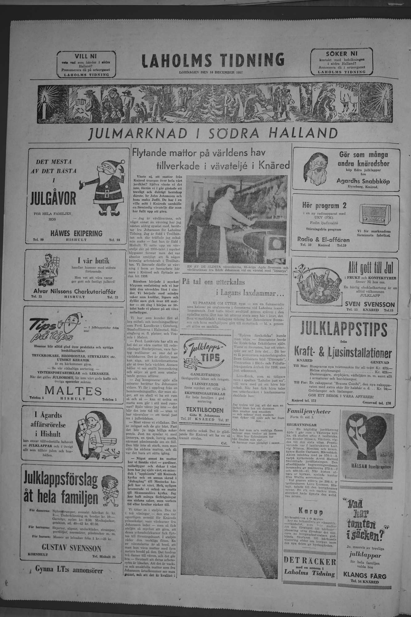 Laholms Tidning Lördag 14 december 1957, sida 8