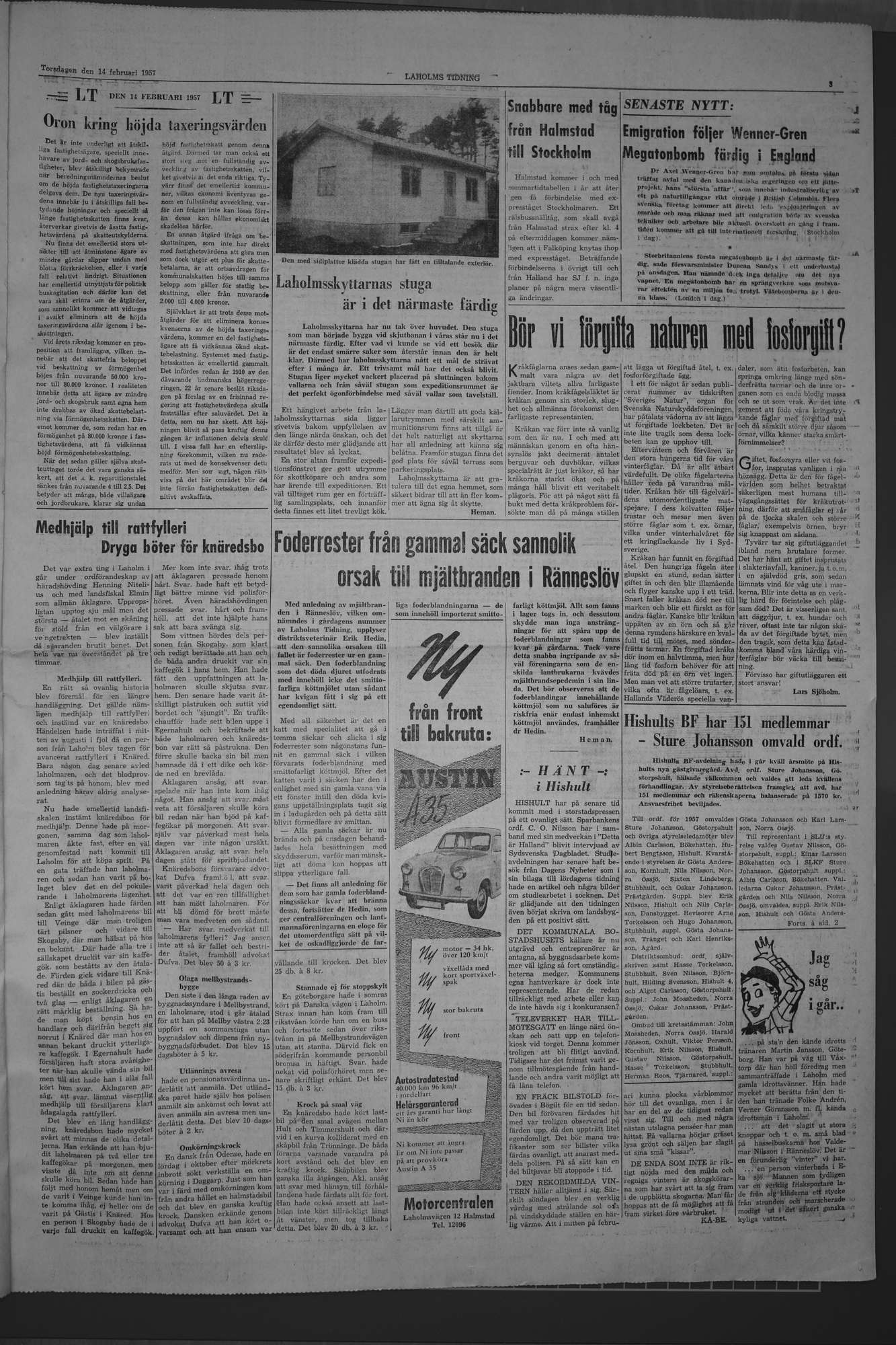 Laholms Tidning Torsdag 14 februari 1957, sida 3