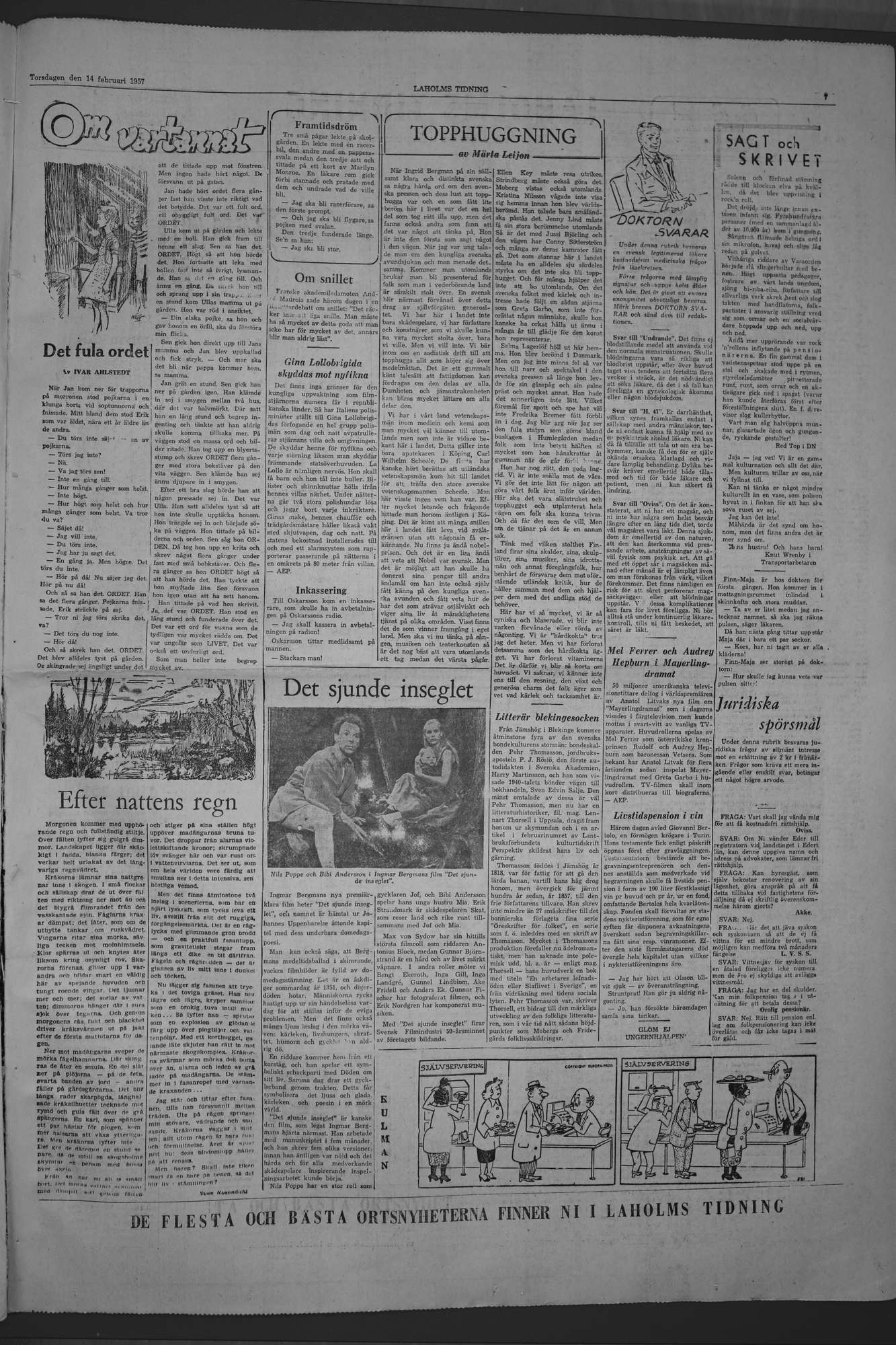 Laholms Tidning Torsdag 14 februari 1957, sida 7