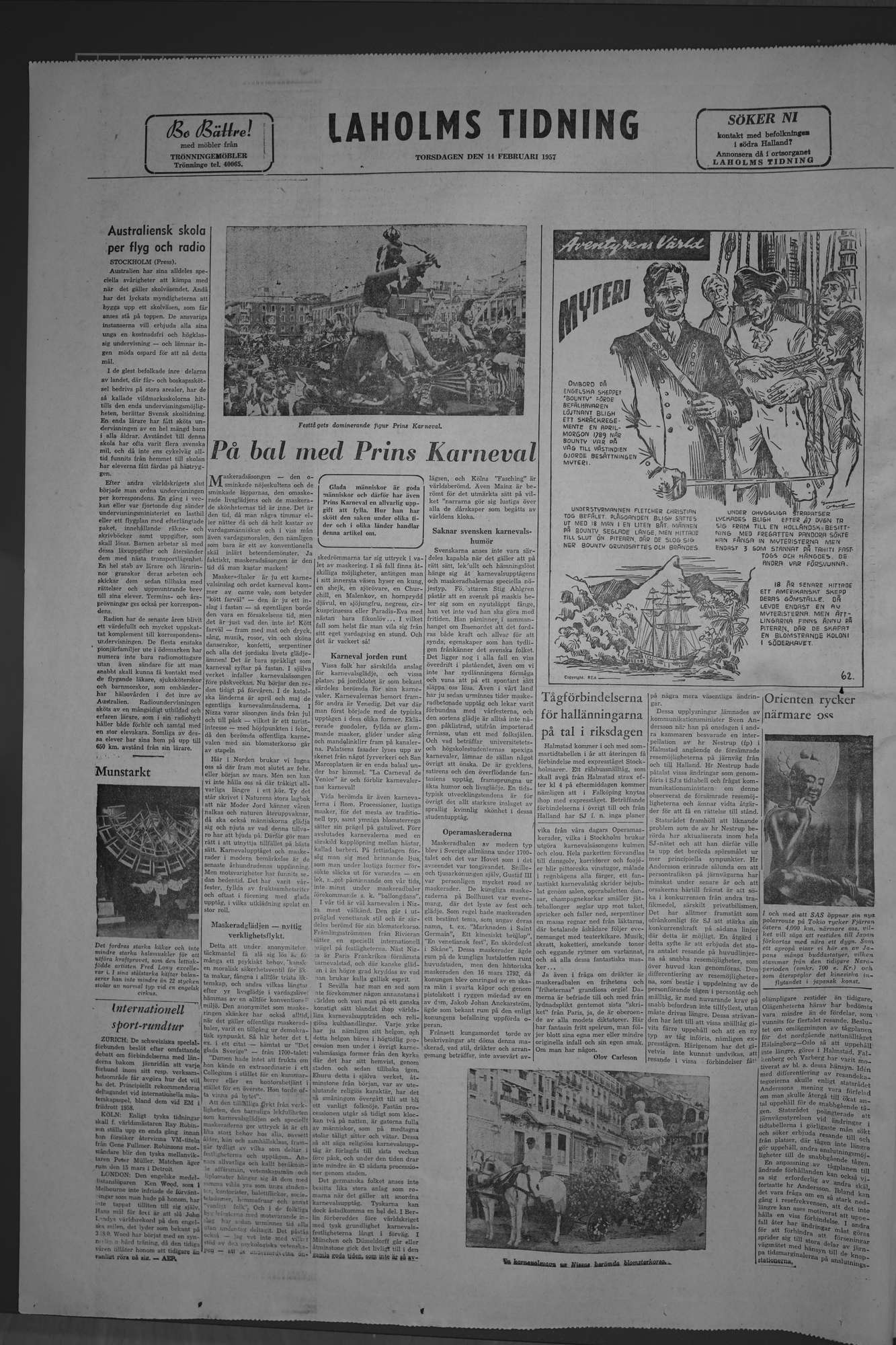 Laholms Tidning Torsdag 14 februari 1957, sida 8