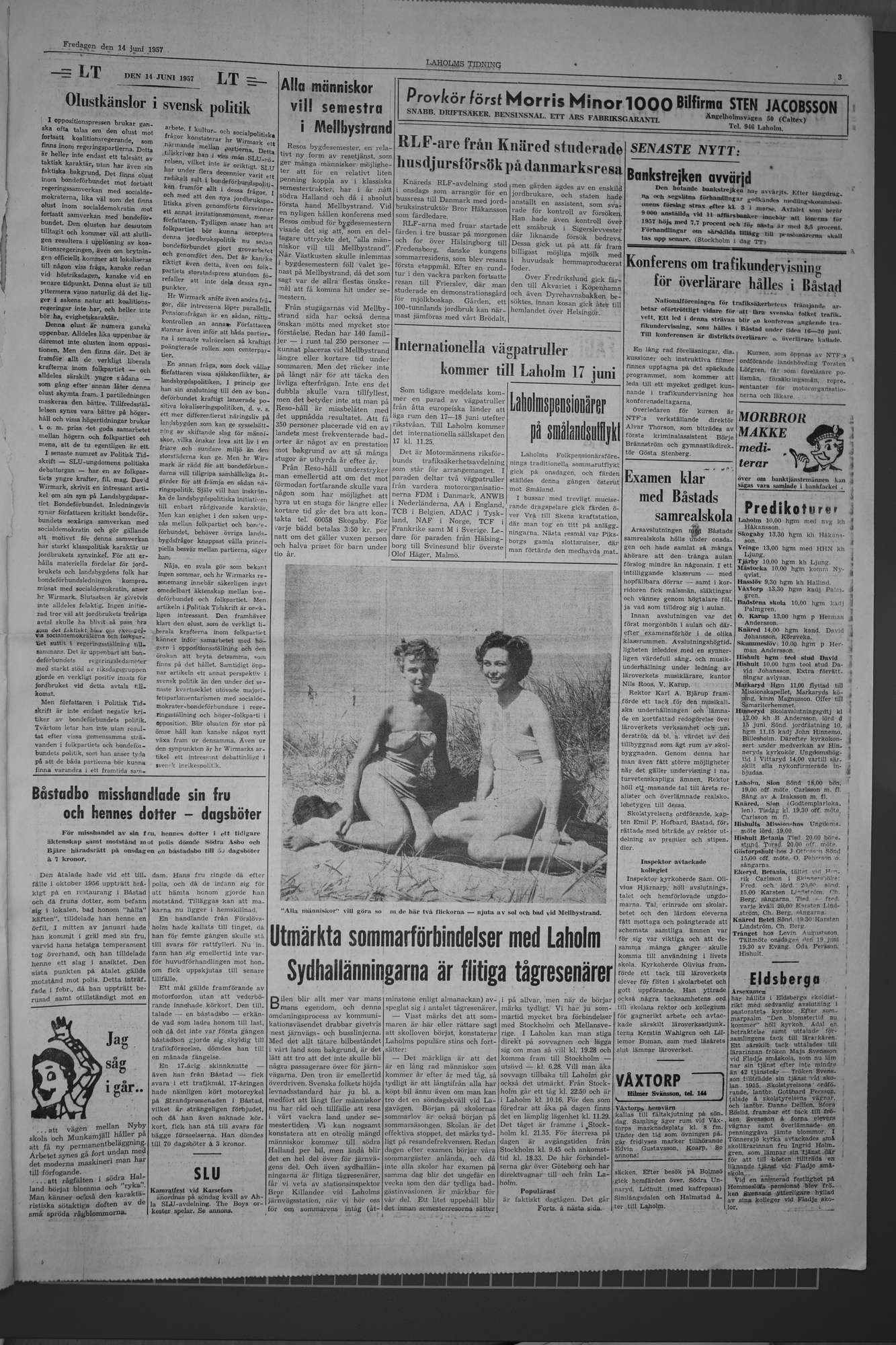 Laholms Tidning Fredag 14 juni 1957, sida 3