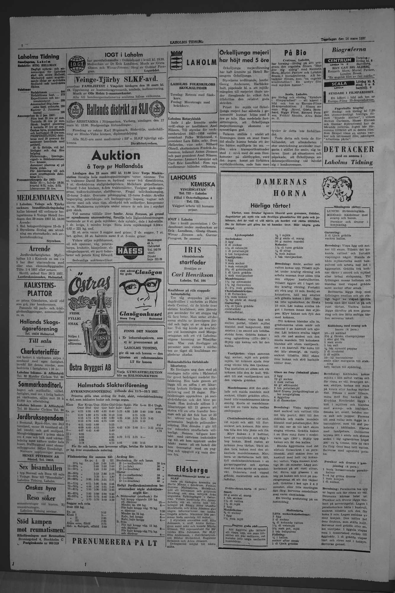Laholms Tidning Torsdag 14 mars 1957, sida 2