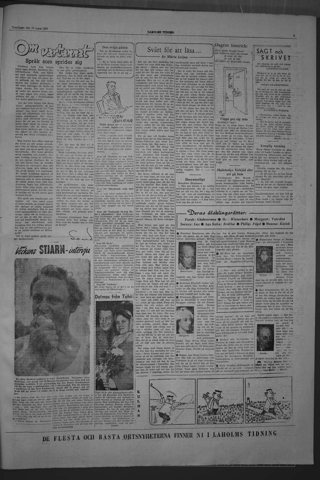 Laholms Tidning Torsdag 14 mars 1957, sida 7