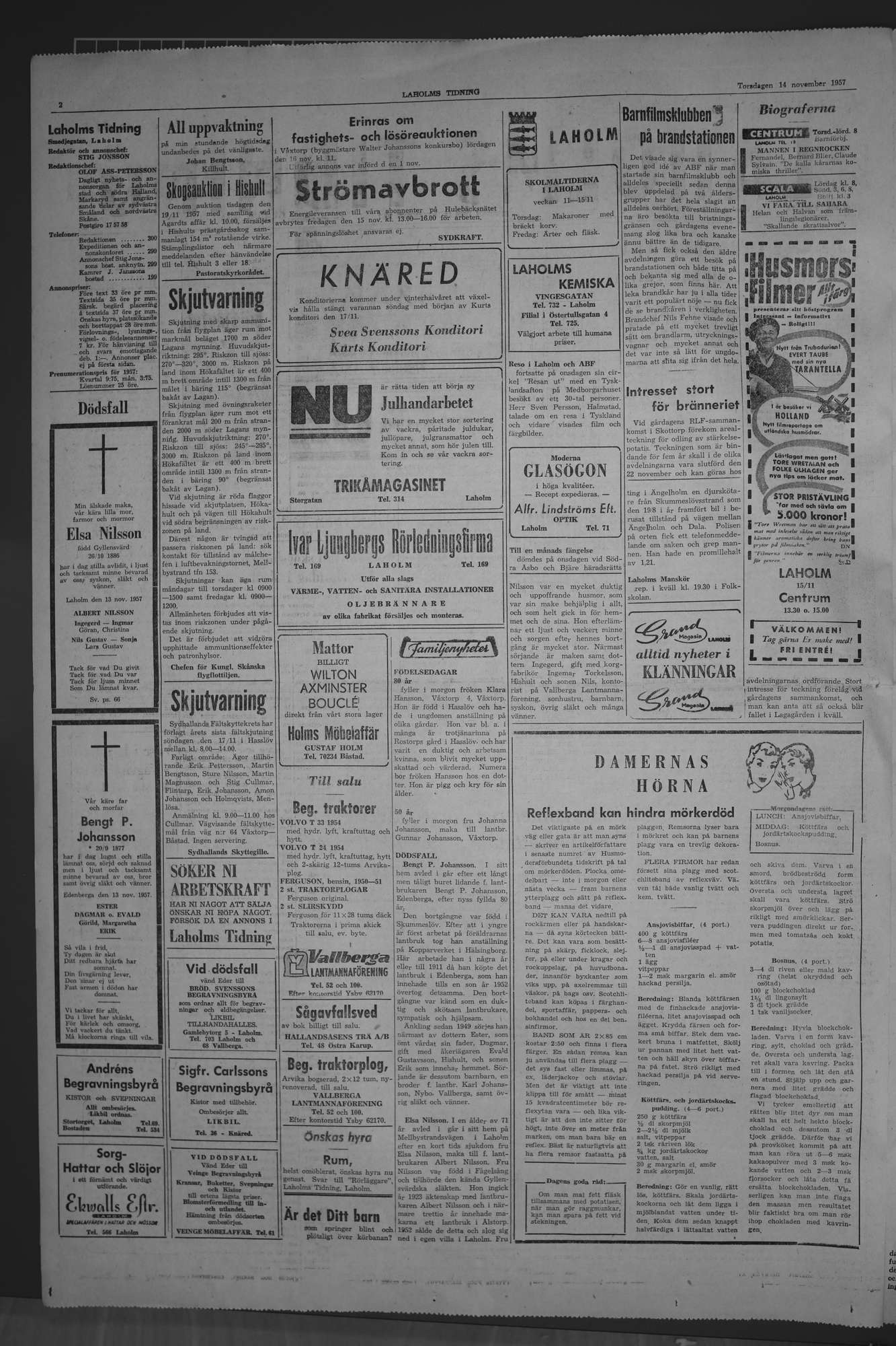 Laholms Tidning Torsdag 14 november 1957, sida 2