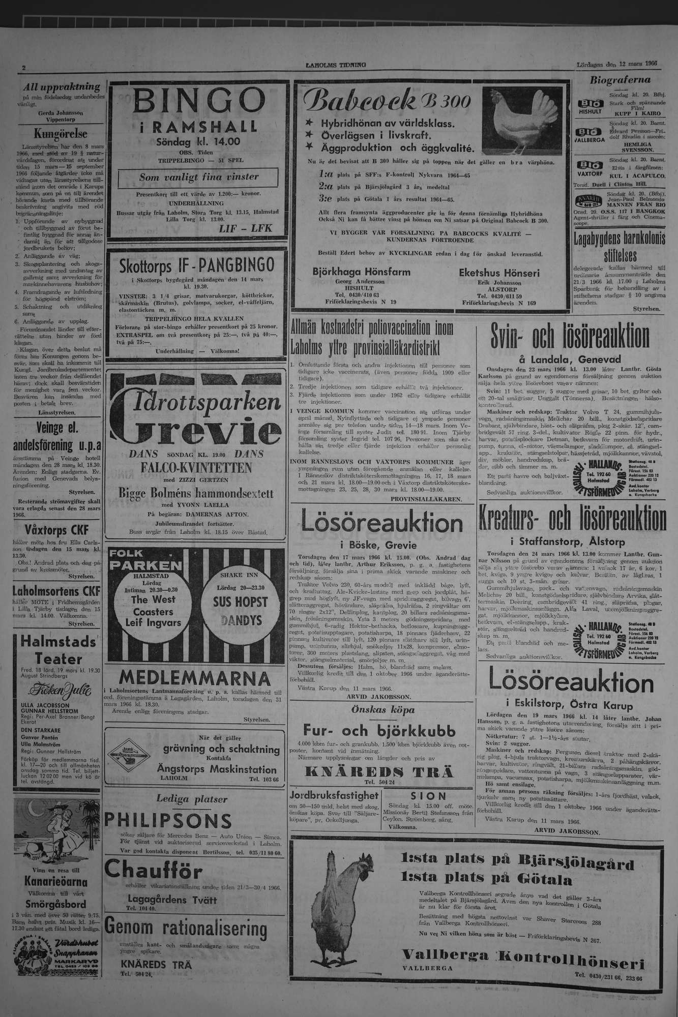 Laholms Tidning Lördag 12 mars 1966, sida 2