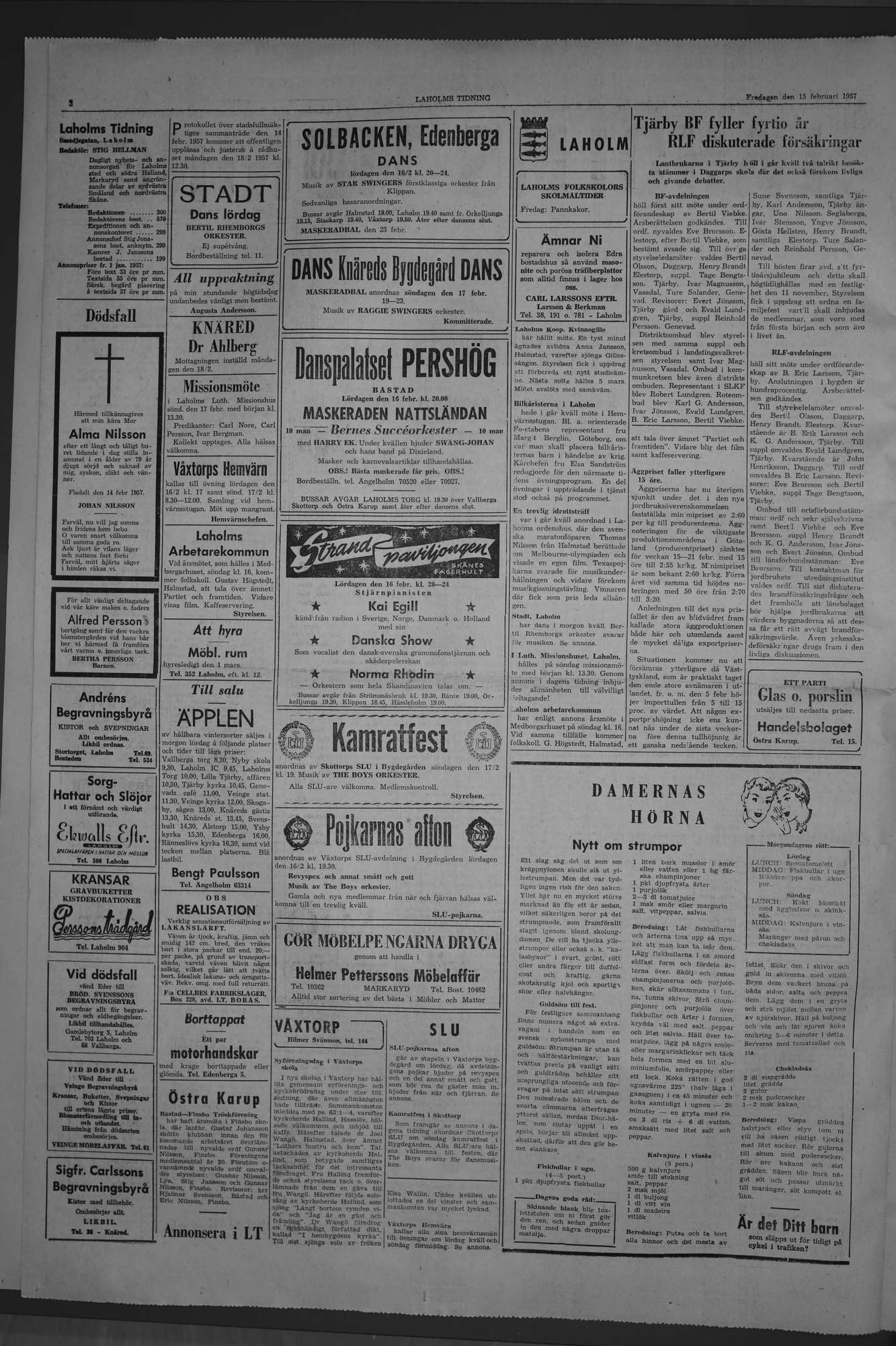 Laholms Tidning Fredag 15 februari 1957, sida 2