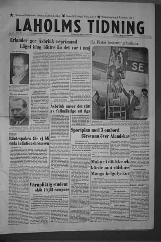 Förstasidan, Måndag 15 juli 1957