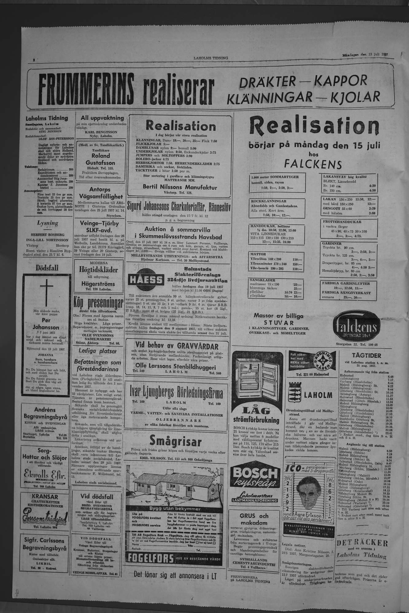 Laholms Tidning Måndag 15 juli 1957, sida 2