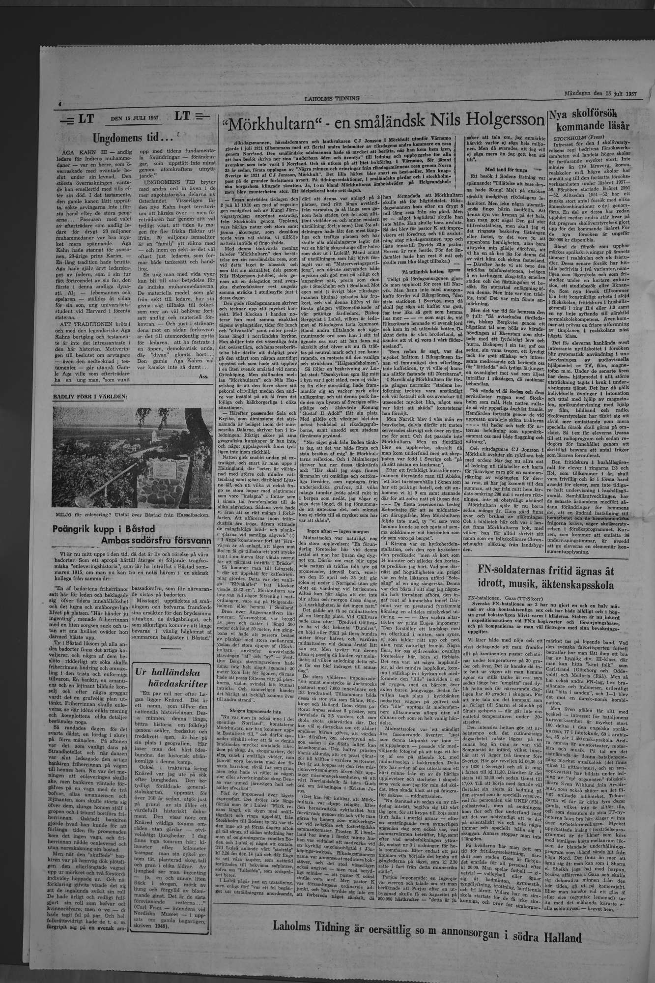 Laholms Tidning Måndag 15 juli 1957, sida 4