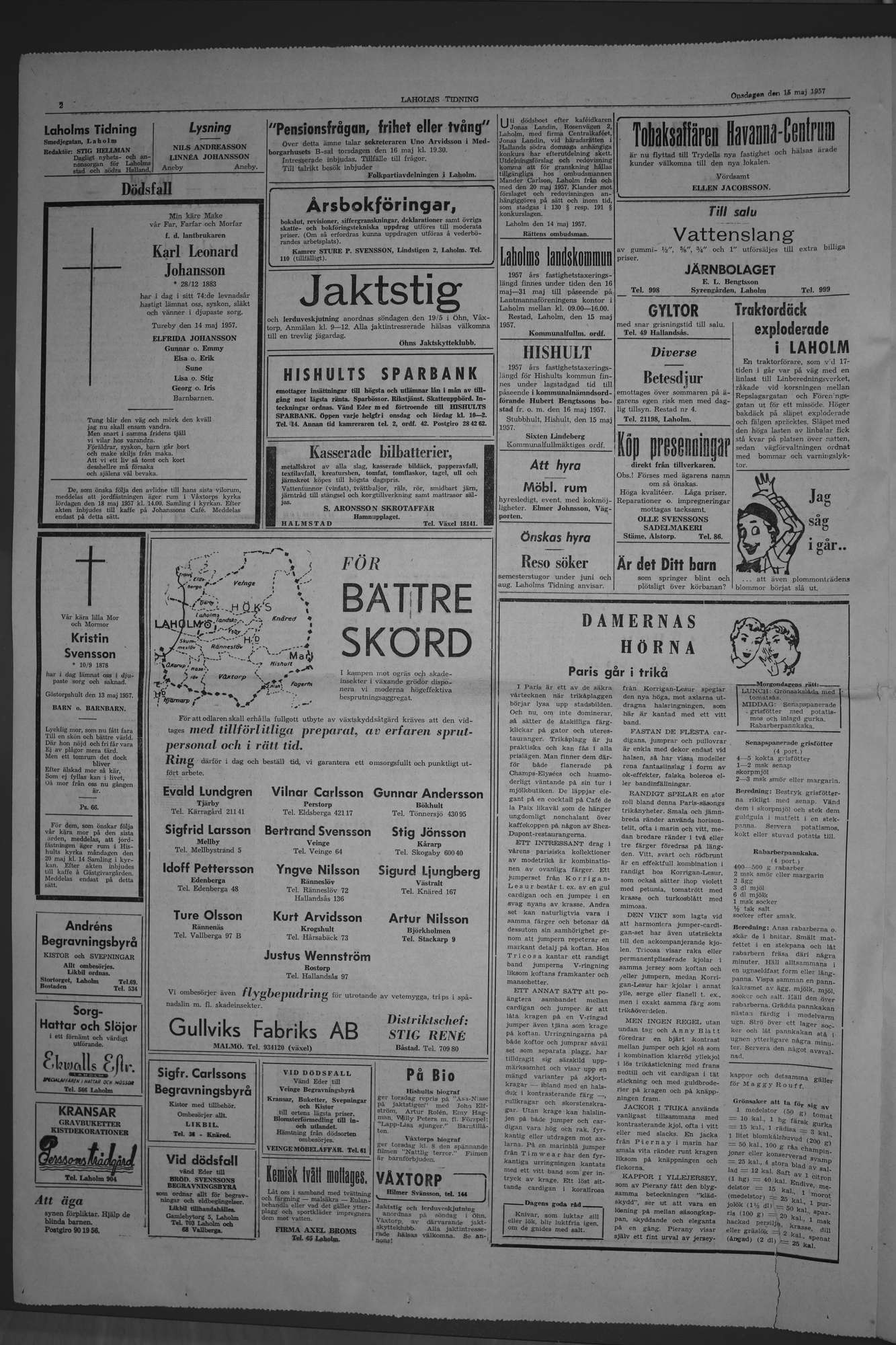 Laholms Tidning Onsdag 15 maj 1957, sida 2