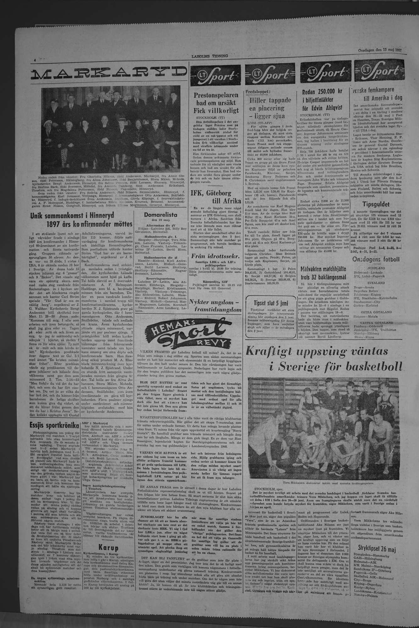 Laholms Tidning Onsdag 15 maj 1957, sida 4