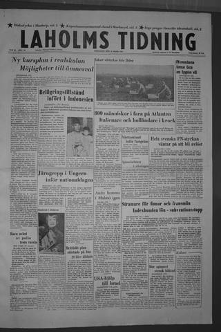 Förstasidan, Fredag 15 mars 1957