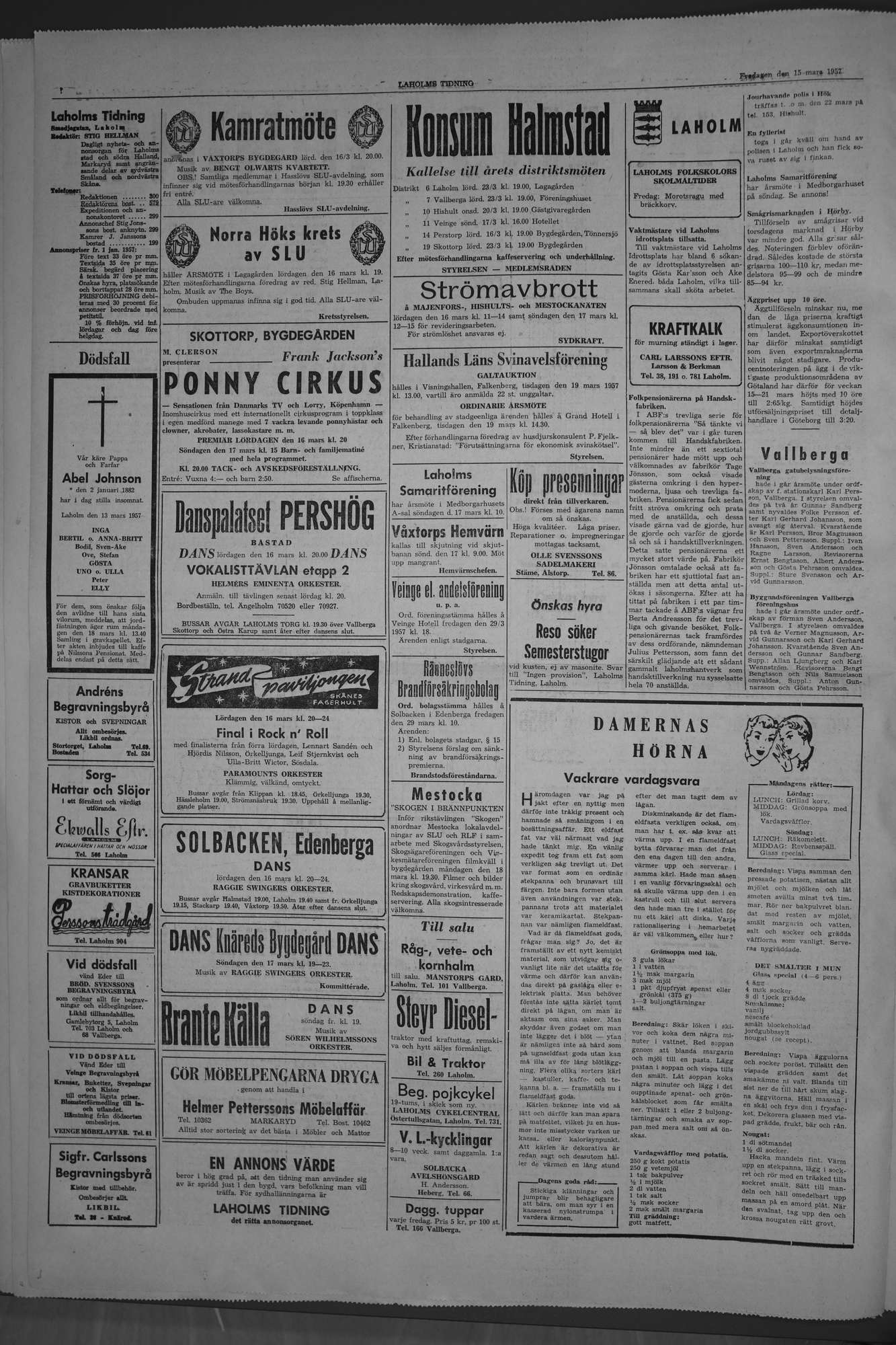 Laholms Tidning Fredag 15 mars 1957, sida 2