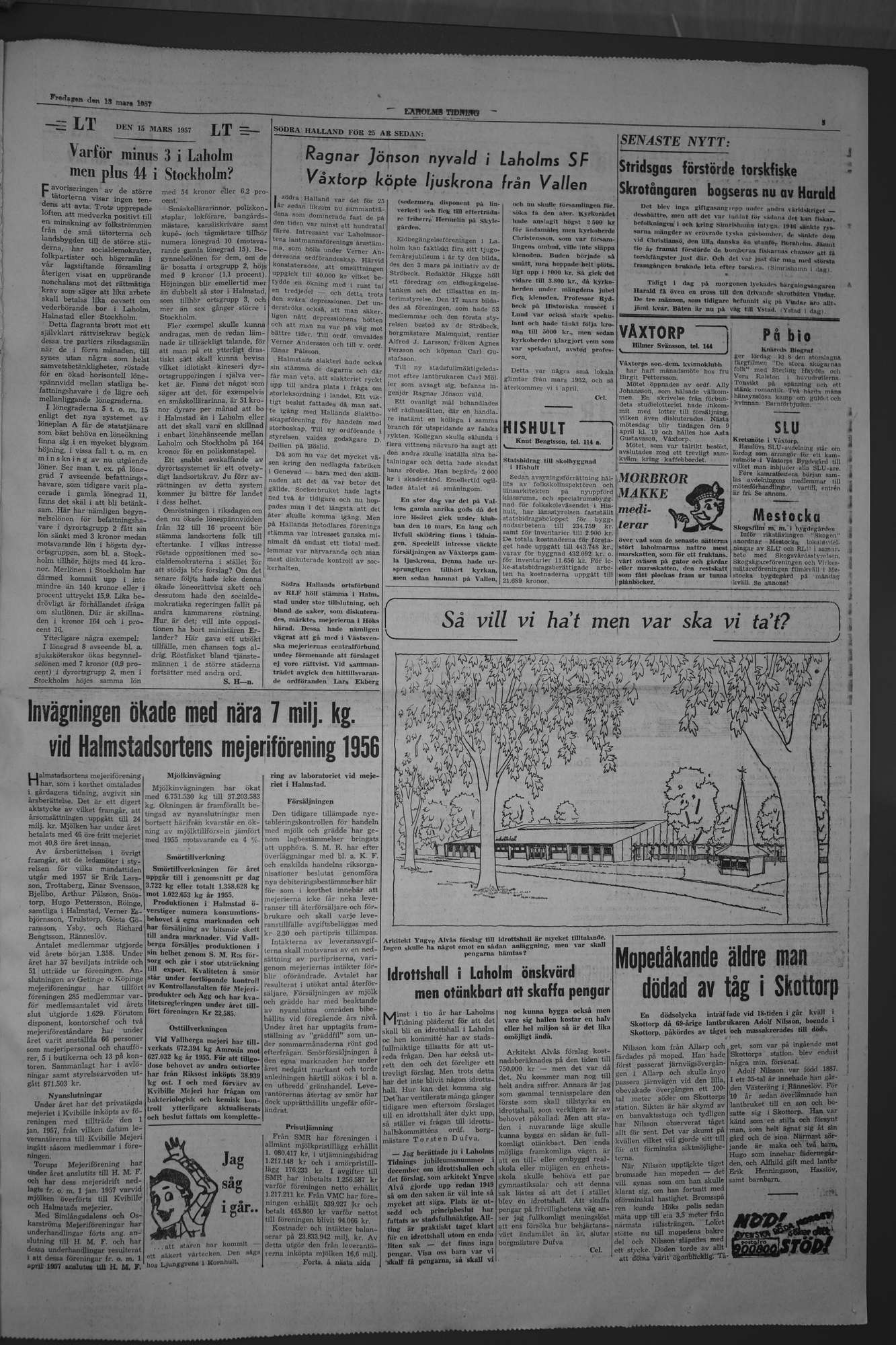 Laholms Tidning Fredag 15 mars 1957, sida 3