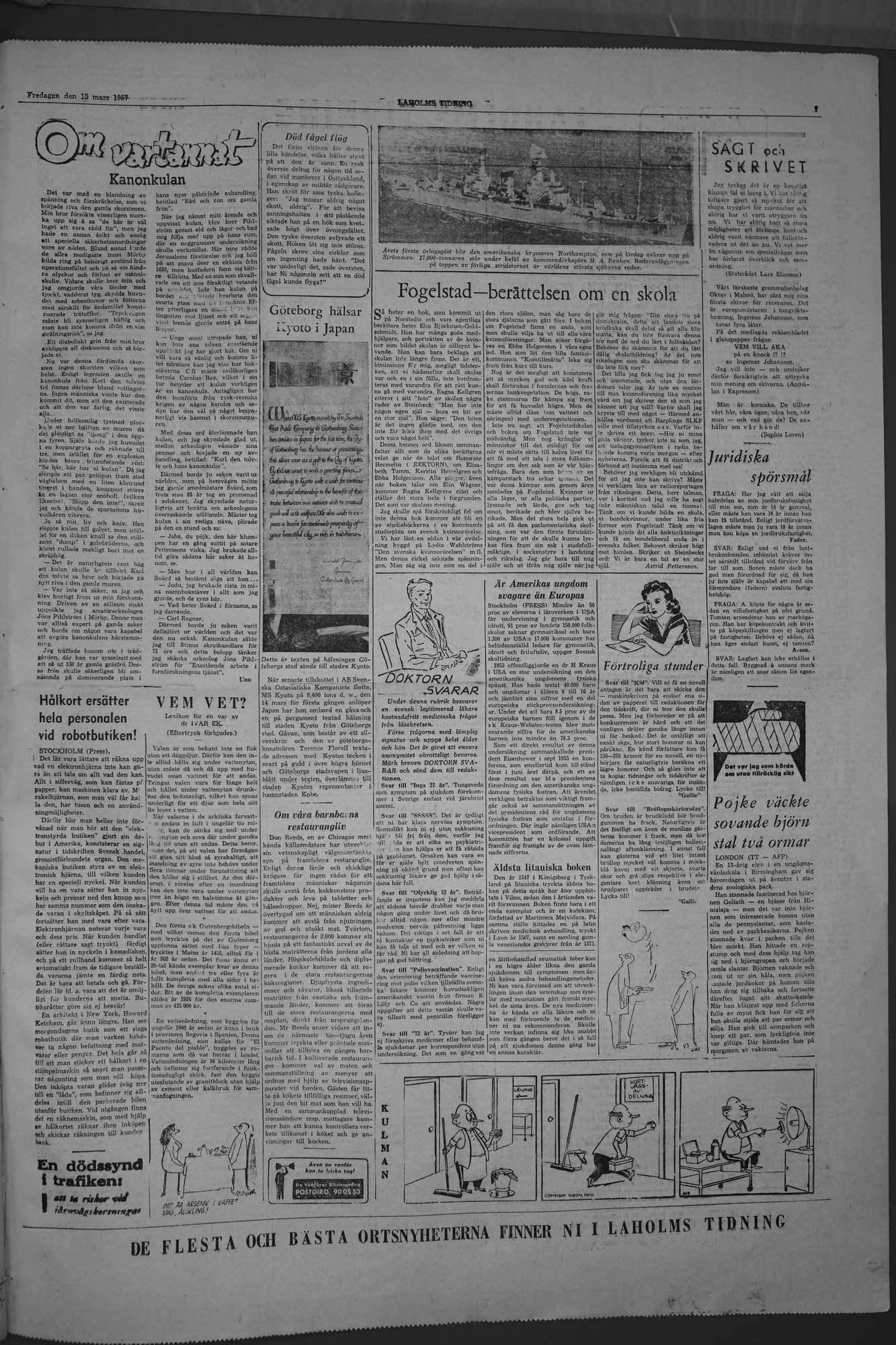 Laholms Tidning Fredag 15 mars 1957, sida 7