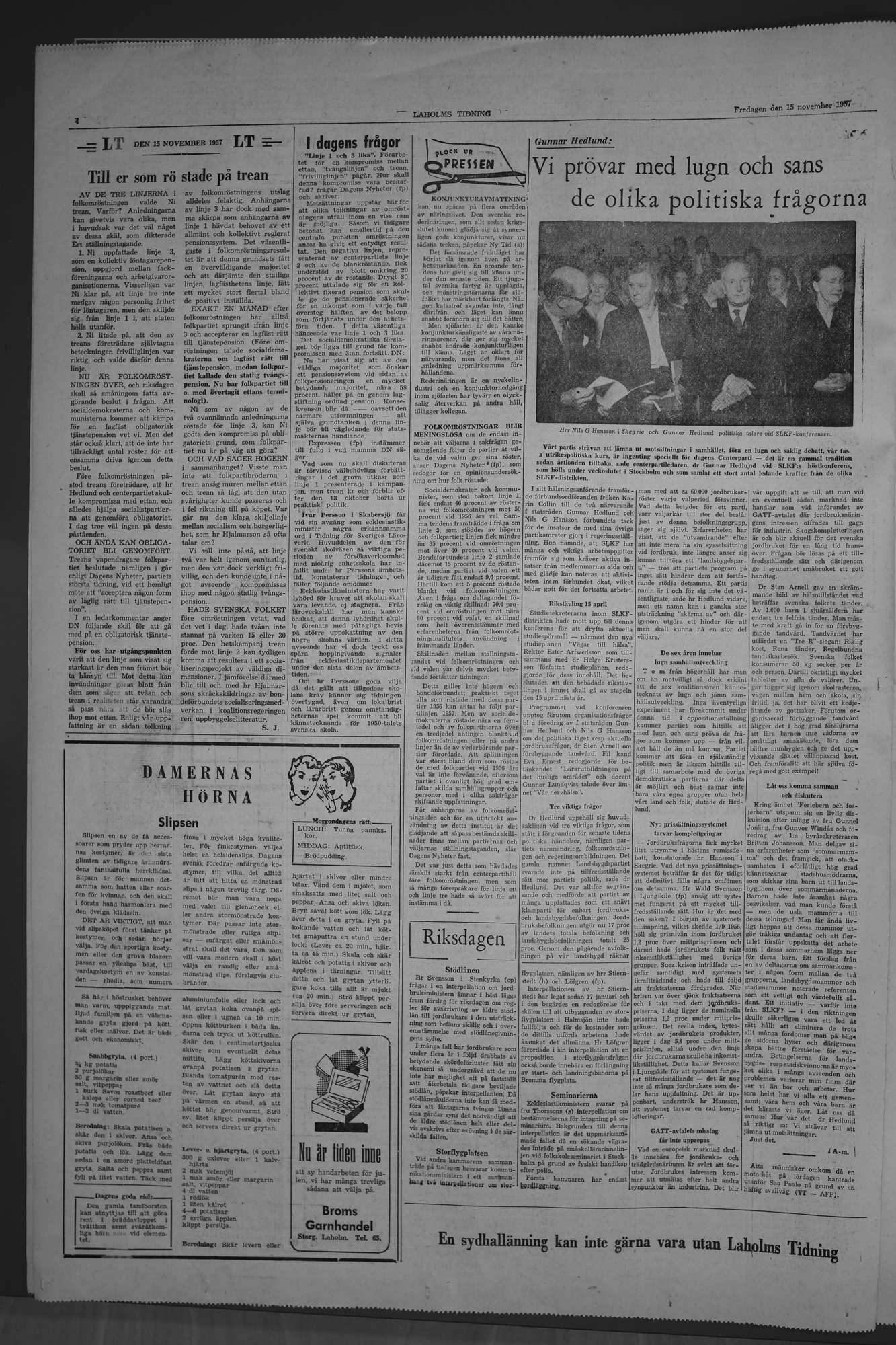 Laholms Tidning Fredag 15 november 1957, sida 4