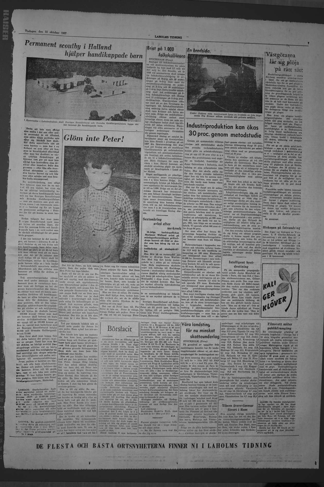 Laholms Tidning Tisdag 15 oktober 1957, sida 7