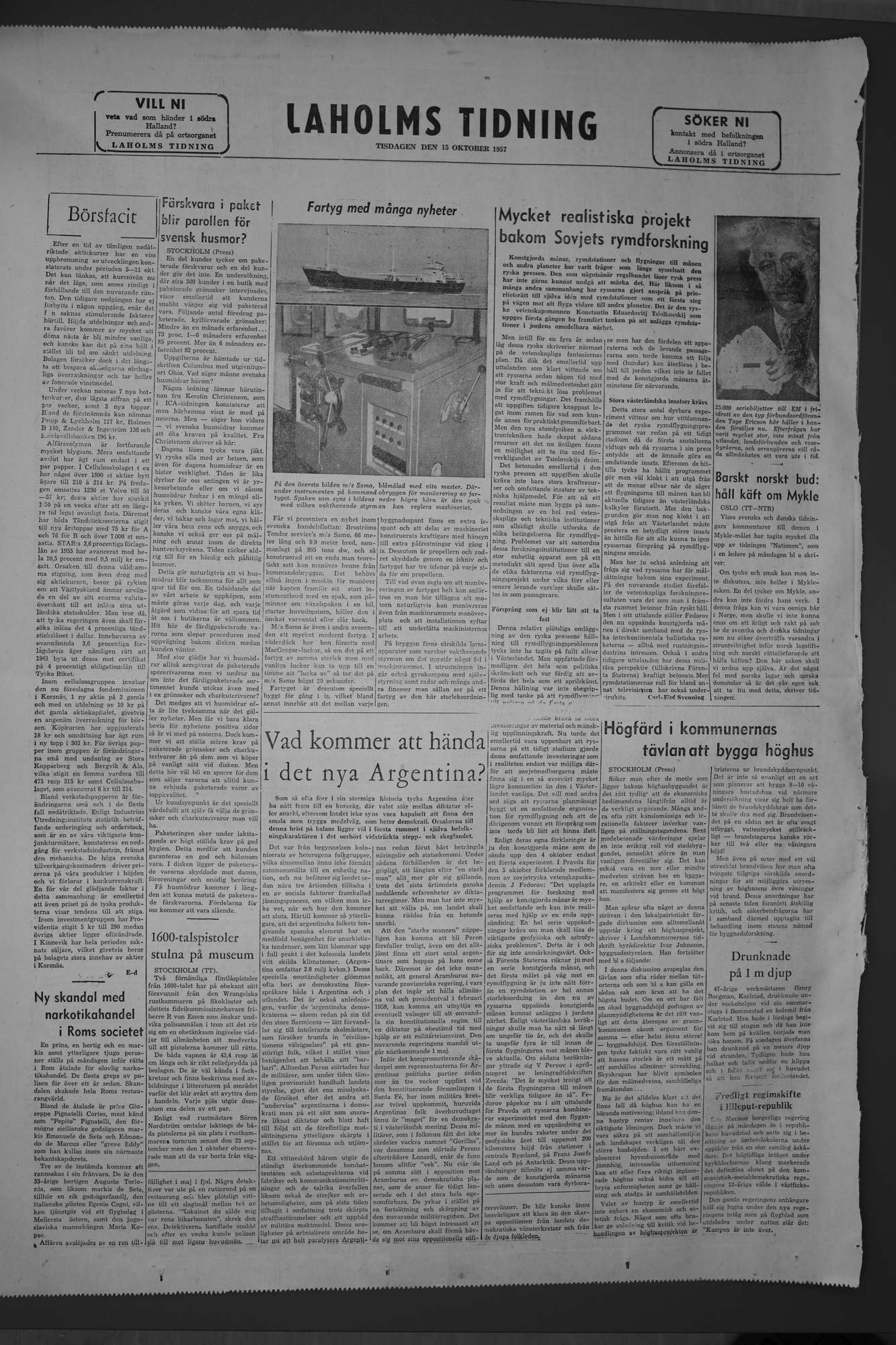 Laholms Tidning Tisdag 15 oktober 1957, sida 8