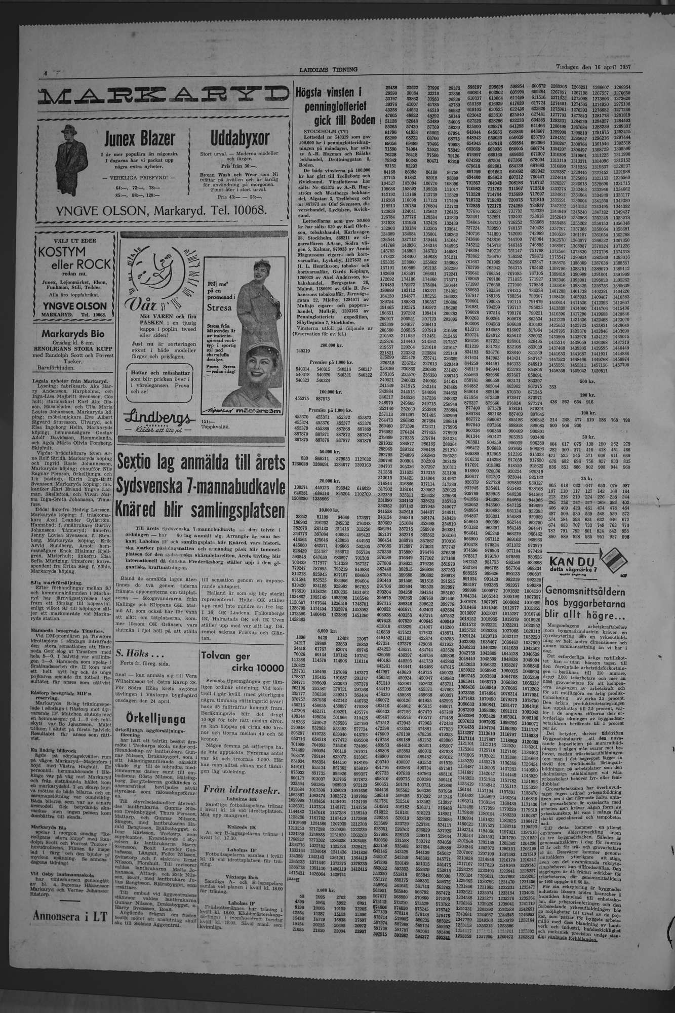 Laholms Tidning Tisdag 16 april 1957, sida 4