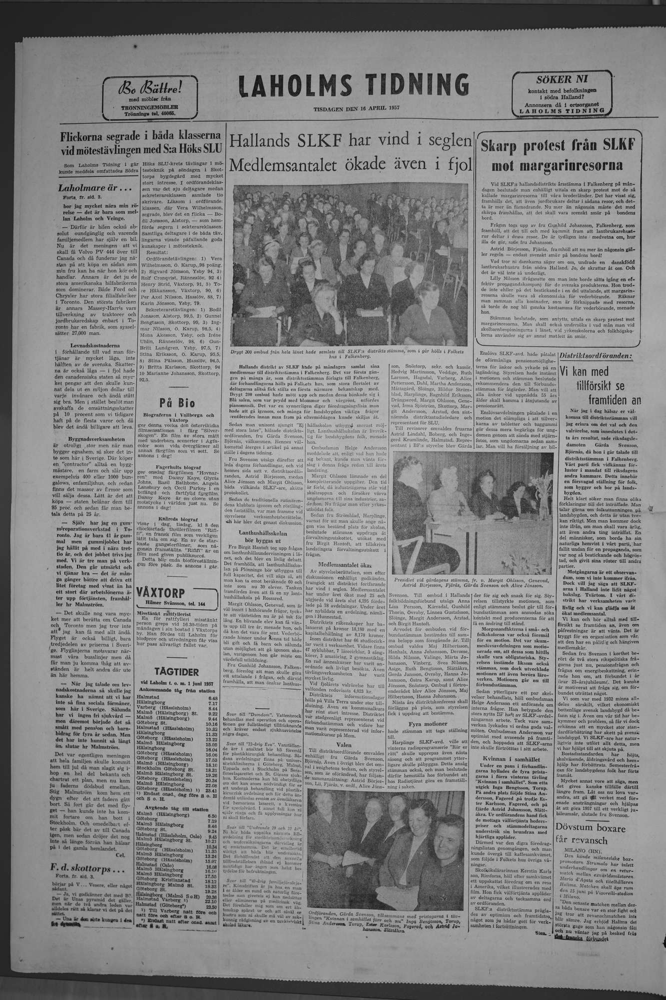 Laholms Tidning Tisdag 16 april 1957, sida 8