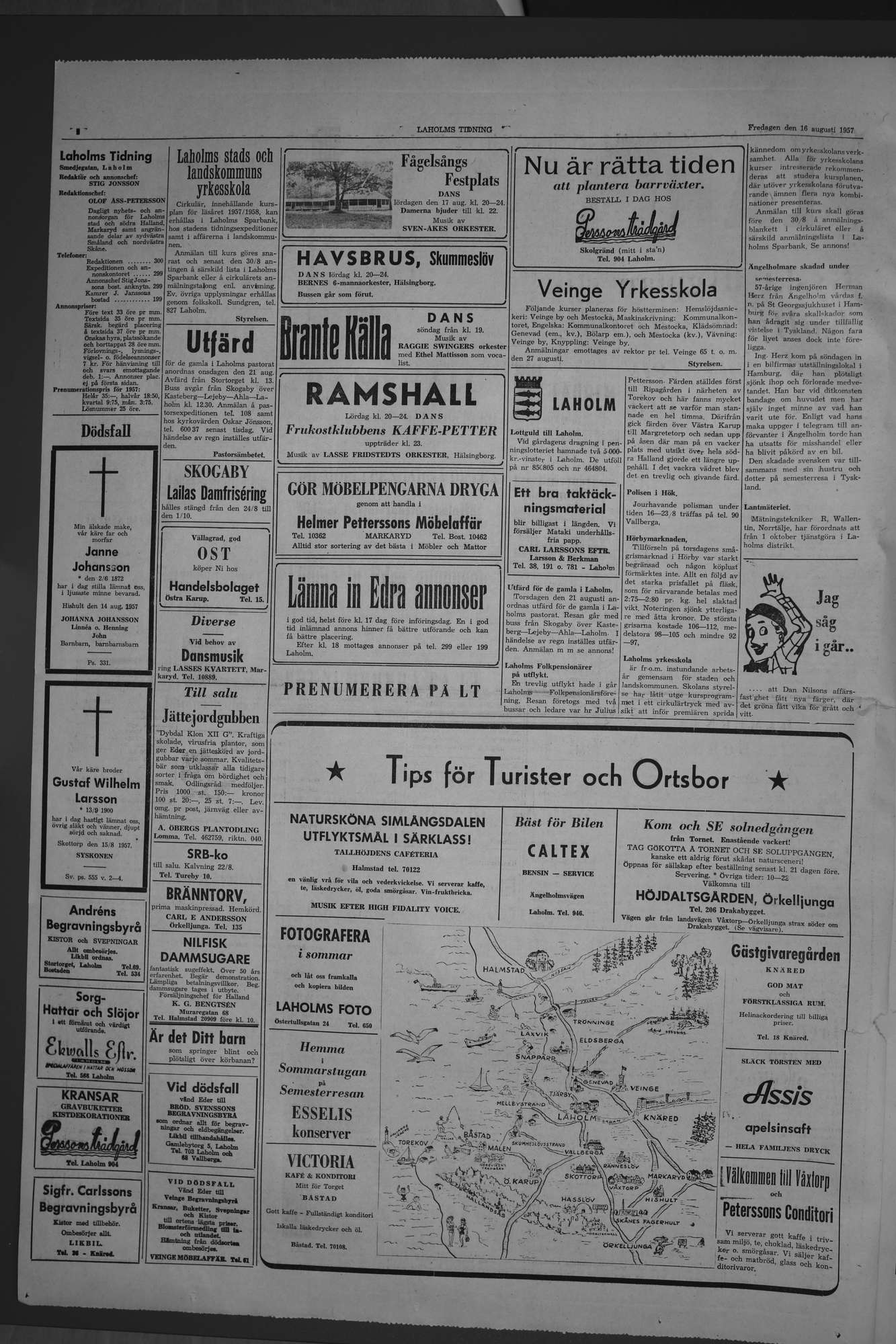 Laholms Tidning Fredag 16 augusti 1957, sida 2