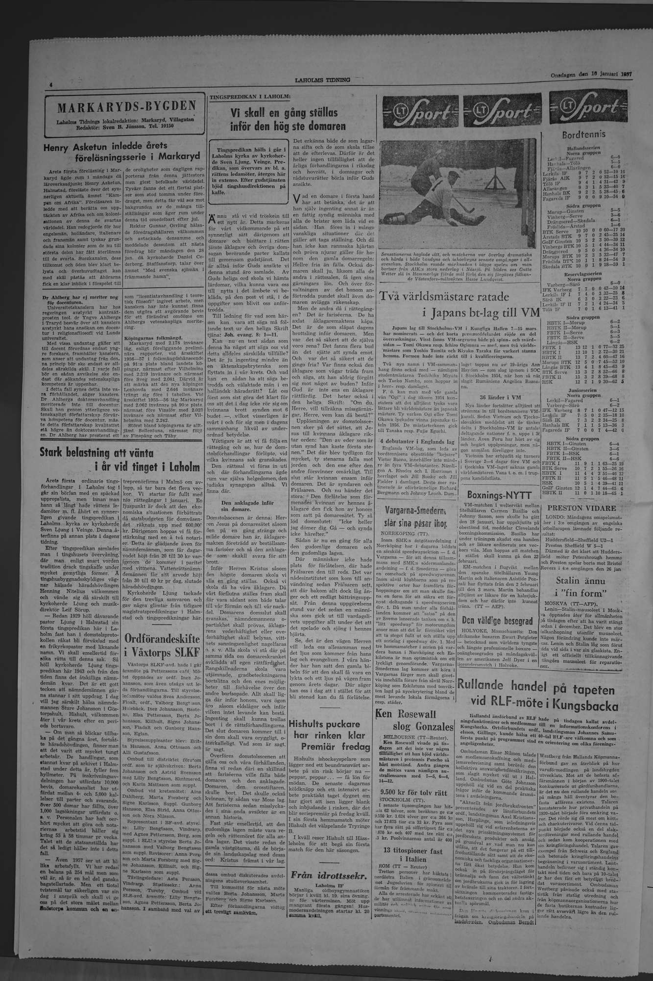 Laholms Tidning Onsdag 16 januari 1957, sida 4