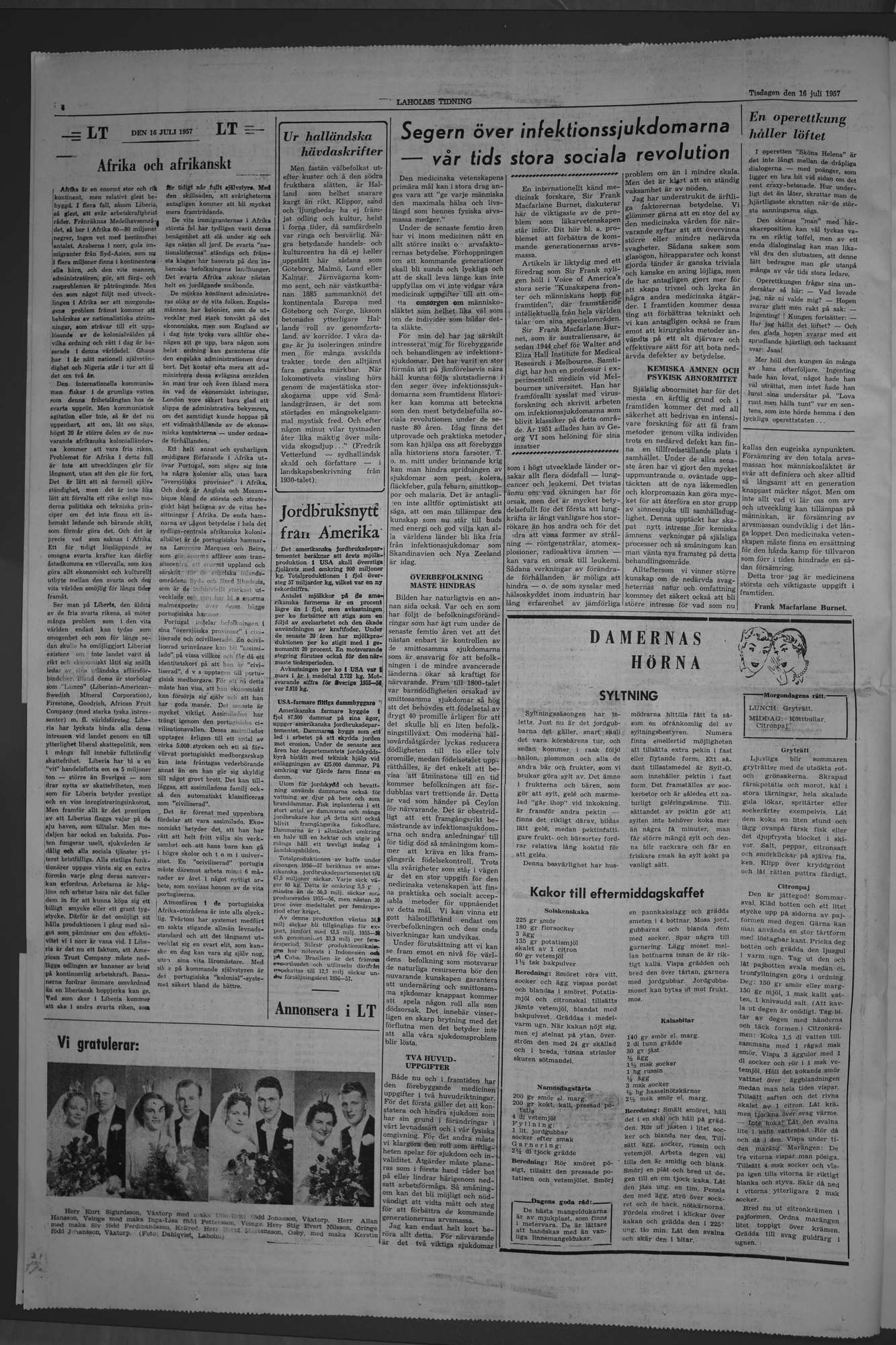 Laholms Tidning Tisdag 16 juli 1957, sida 4