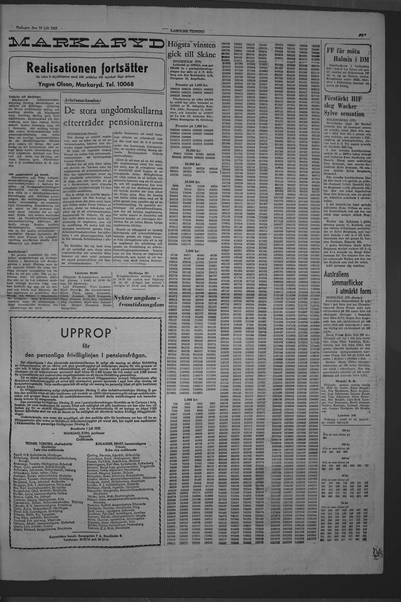 Laholms Tidning Tisdag 16 juli 1957, sida 5