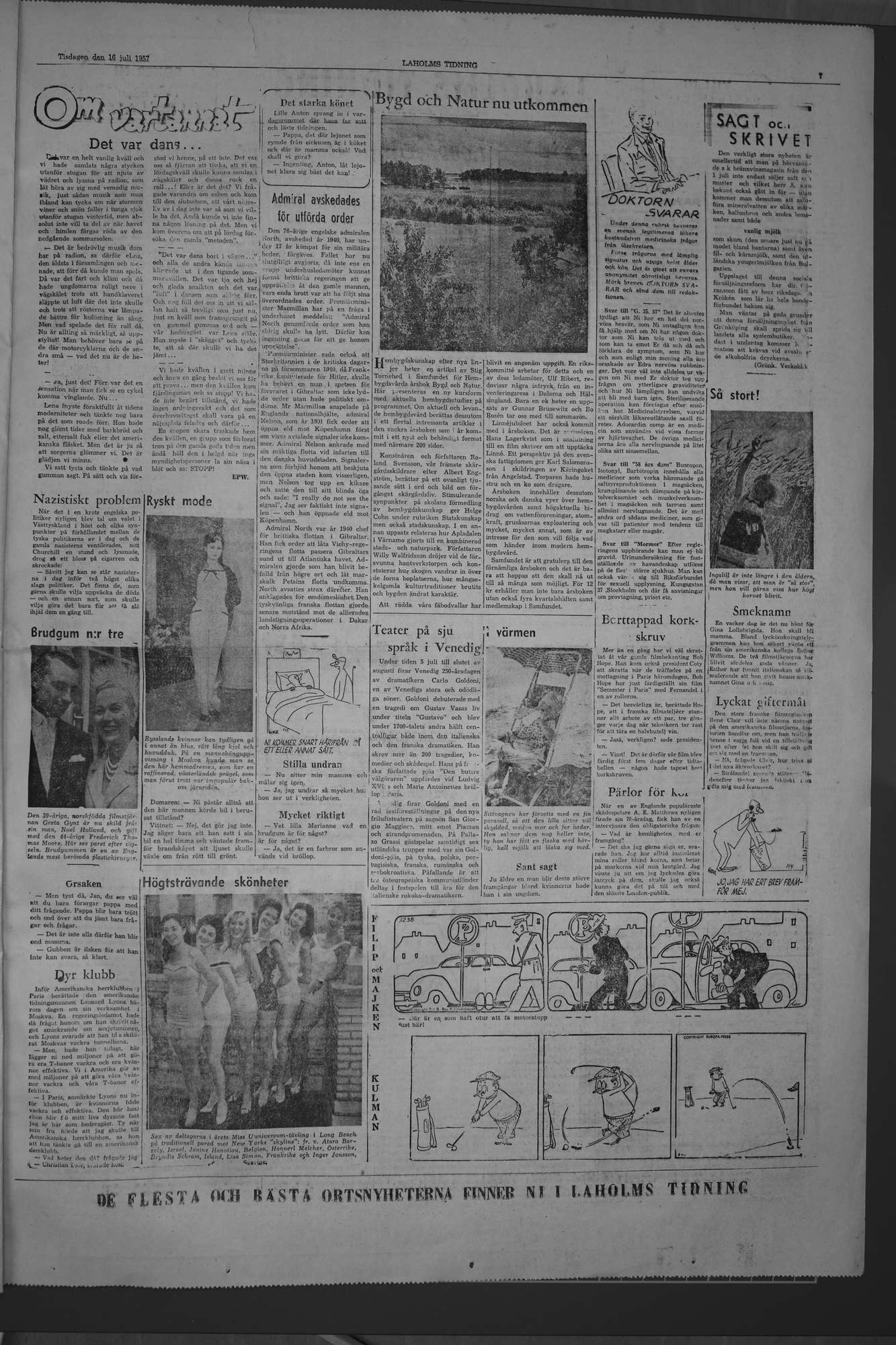 Laholms Tidning Tisdag 16 juli 1957, sida 7