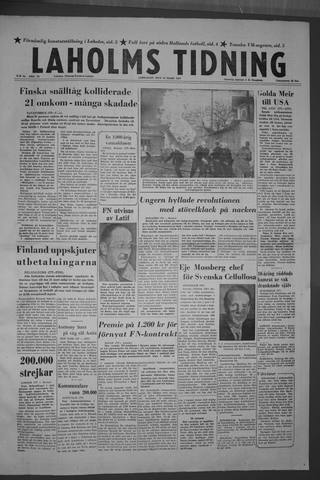 Förstasidan, Lördag 16 mars 1957