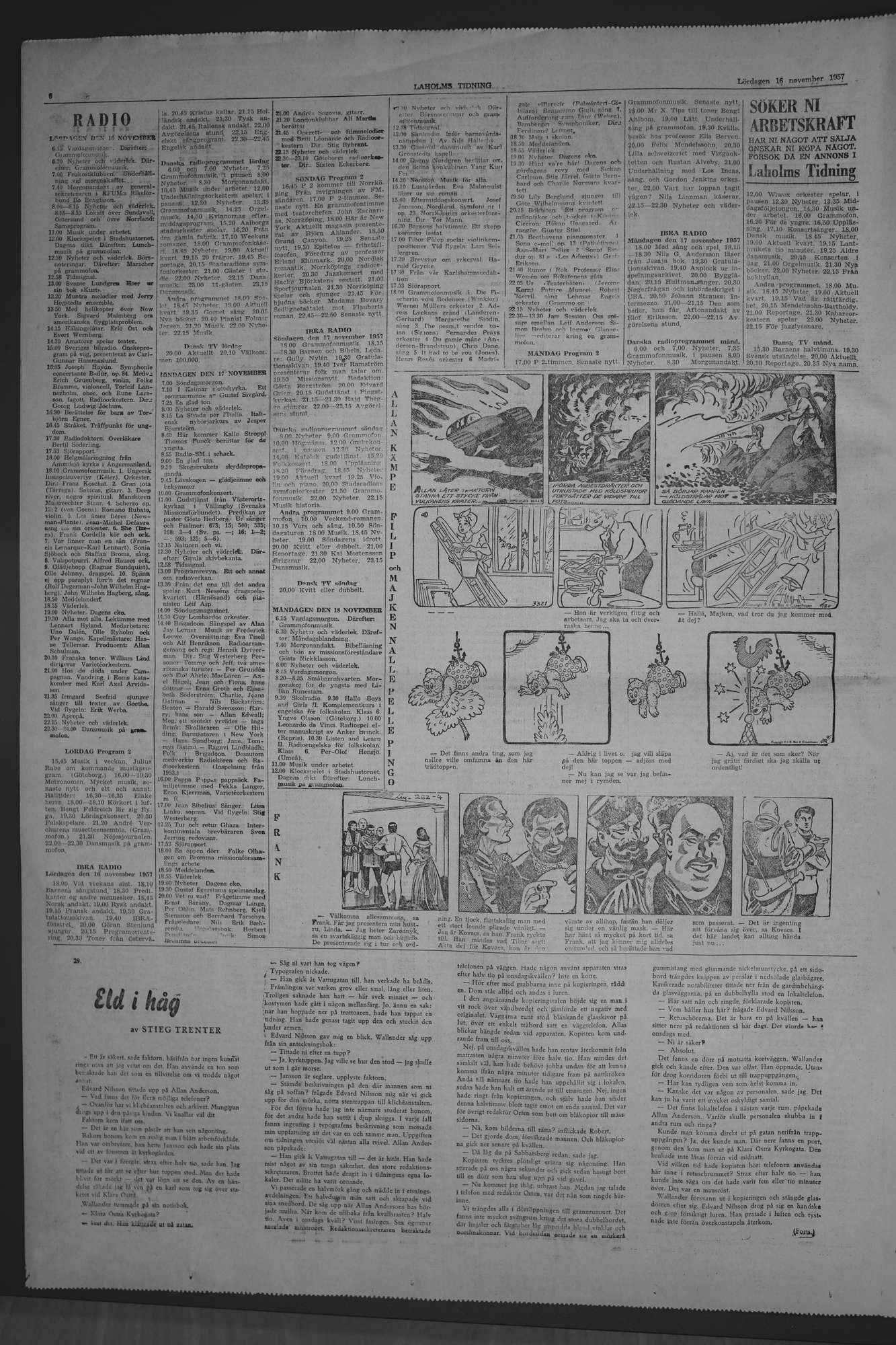 Laholms Tidning Lördag 16 november 1957, sida 6