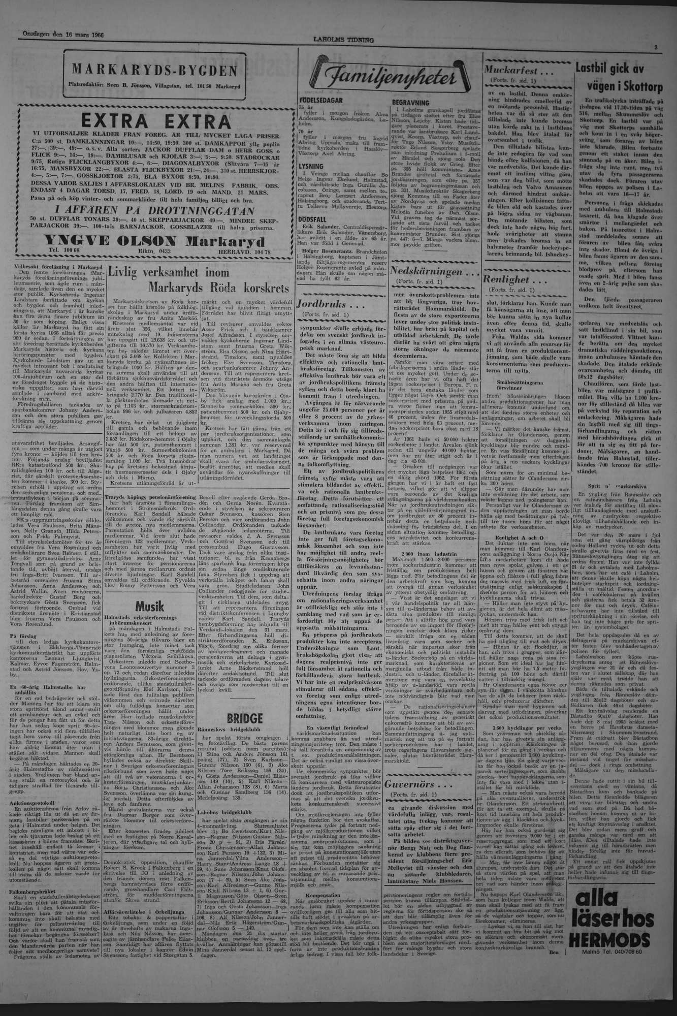 Laholms Tidning Onsdag 16 mars 1966, sida 3