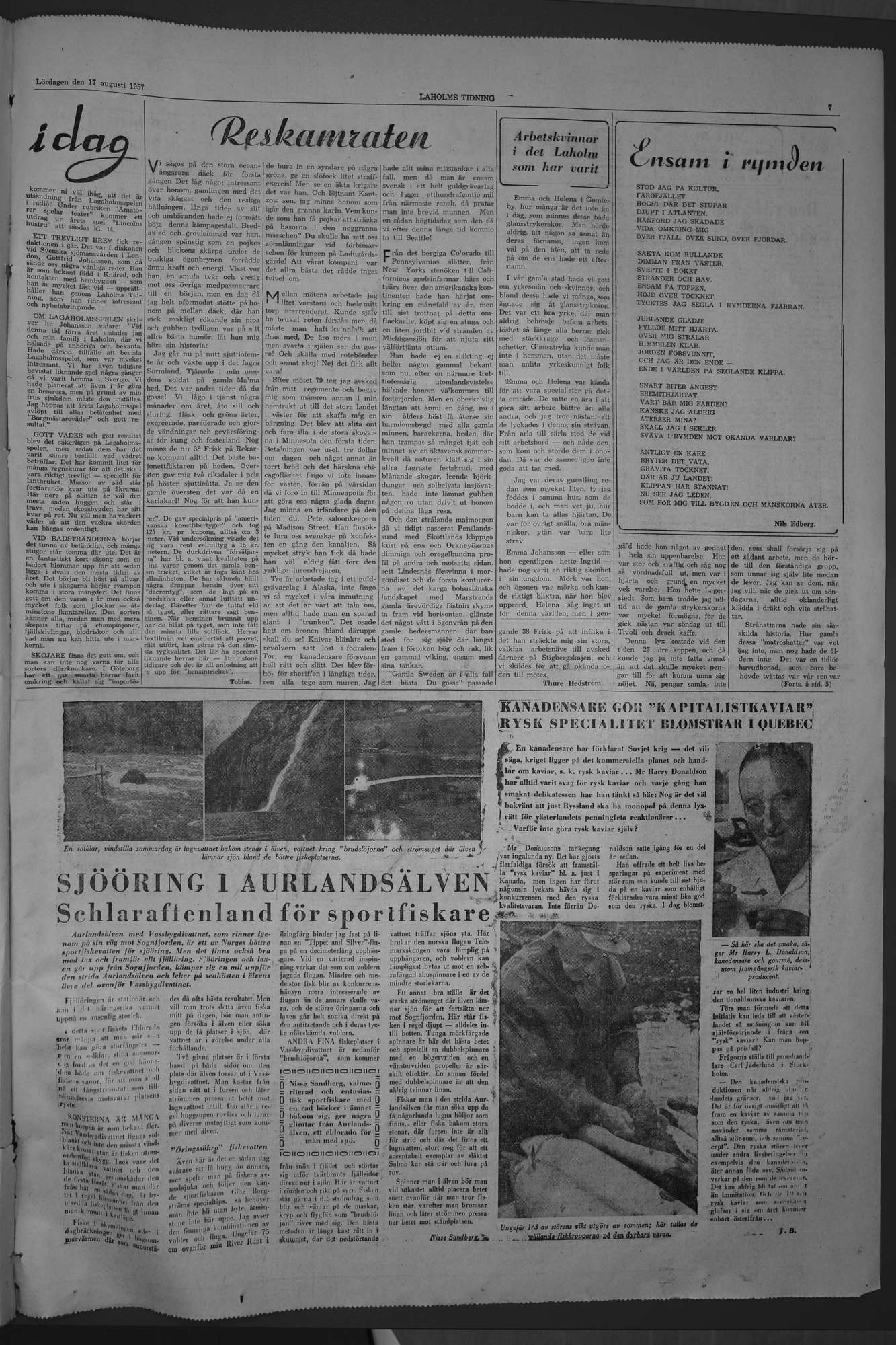 Laholms Tidning Lördag 17 augusti 1957, sida 7