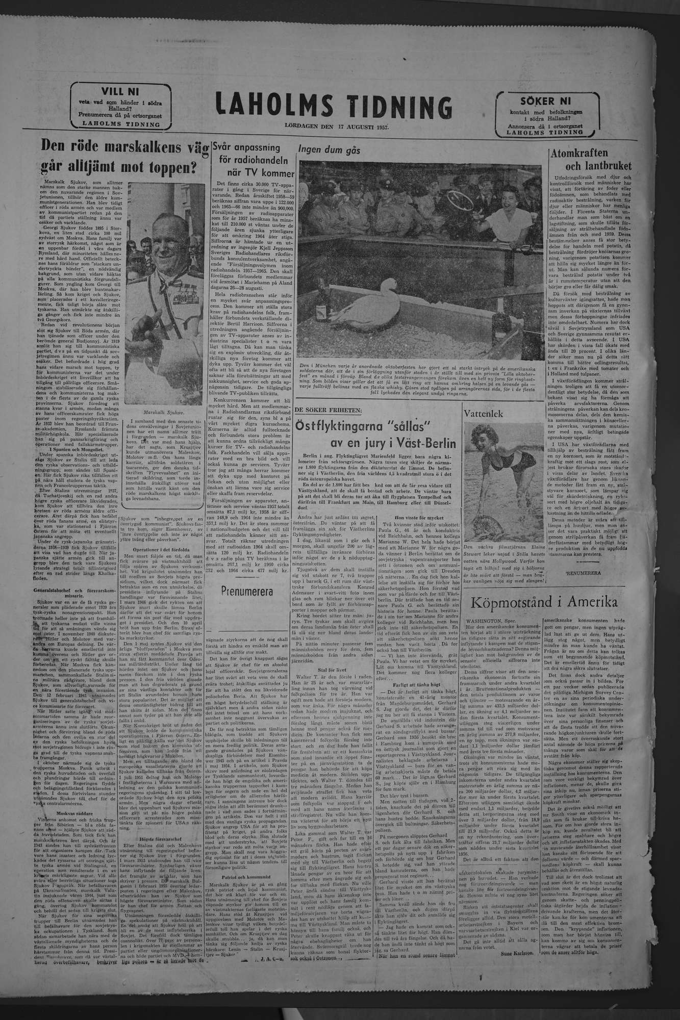 Laholms Tidning Lördag 17 augusti 1957, sida 8