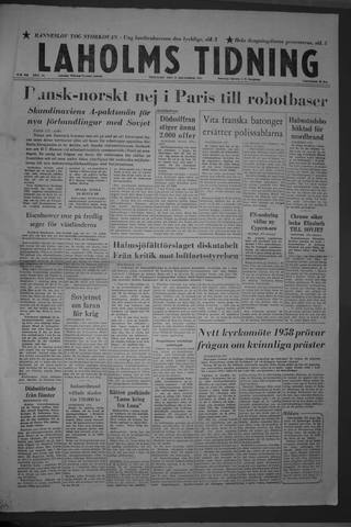 Förstasidan, Tisdag 17 december 1957