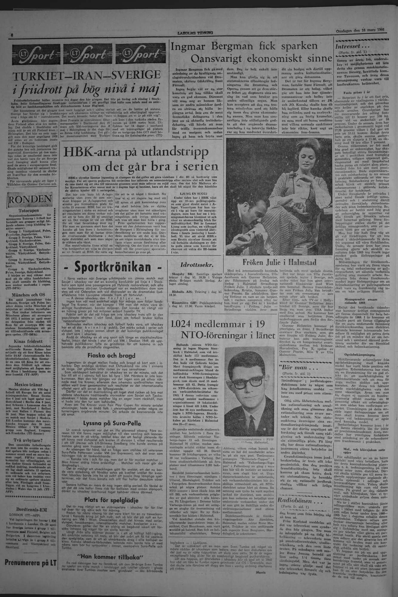Laholms Tidning Onsdag 16 mars 1966, sida 6
