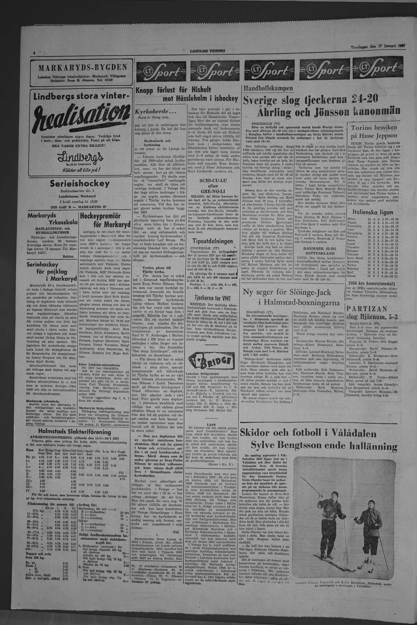 Laholms Tidning Torsdag 17 januari 1957, sida 4