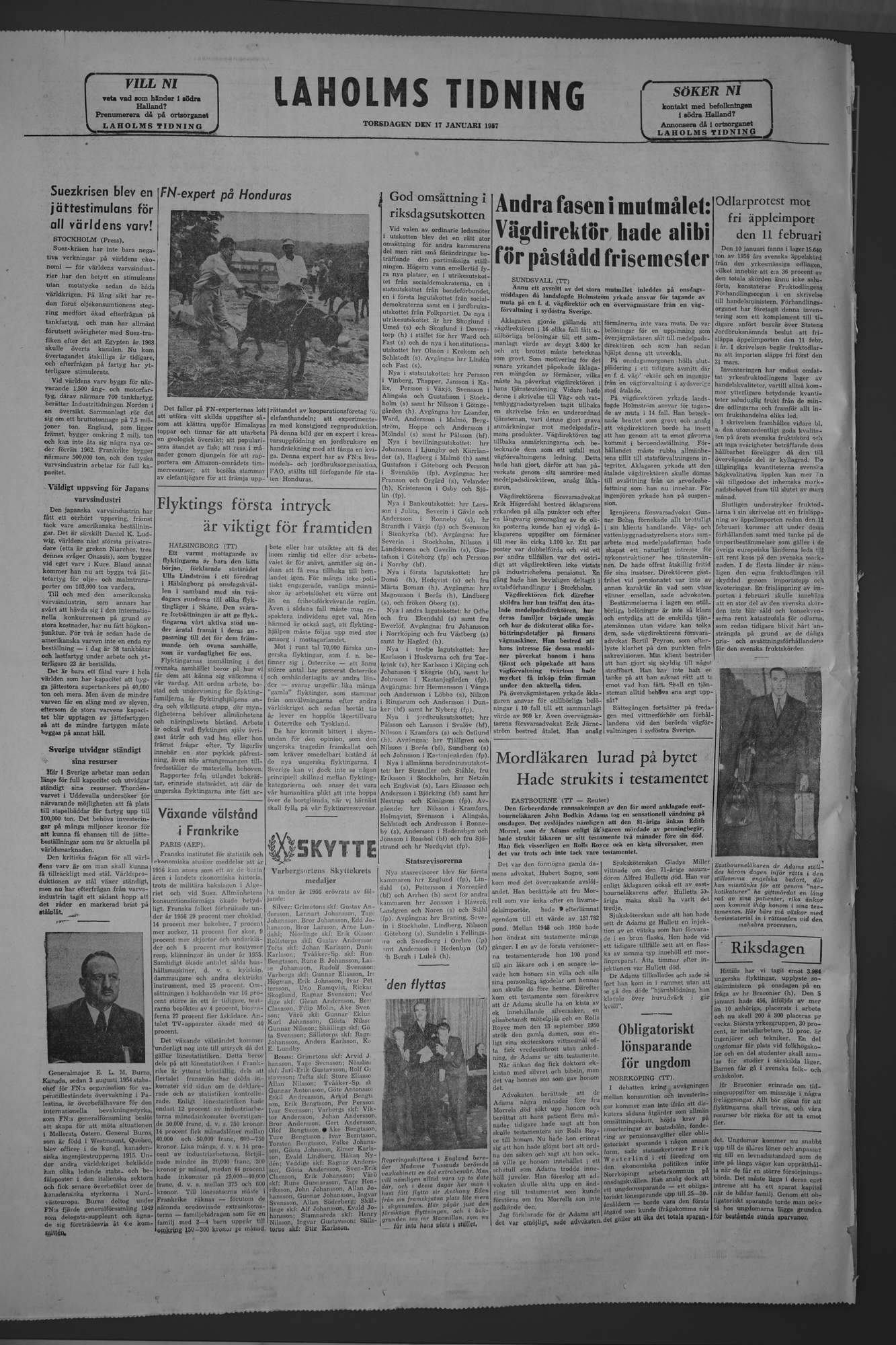 Laholms Tidning Torsdag 17 januari 1957, sida 8