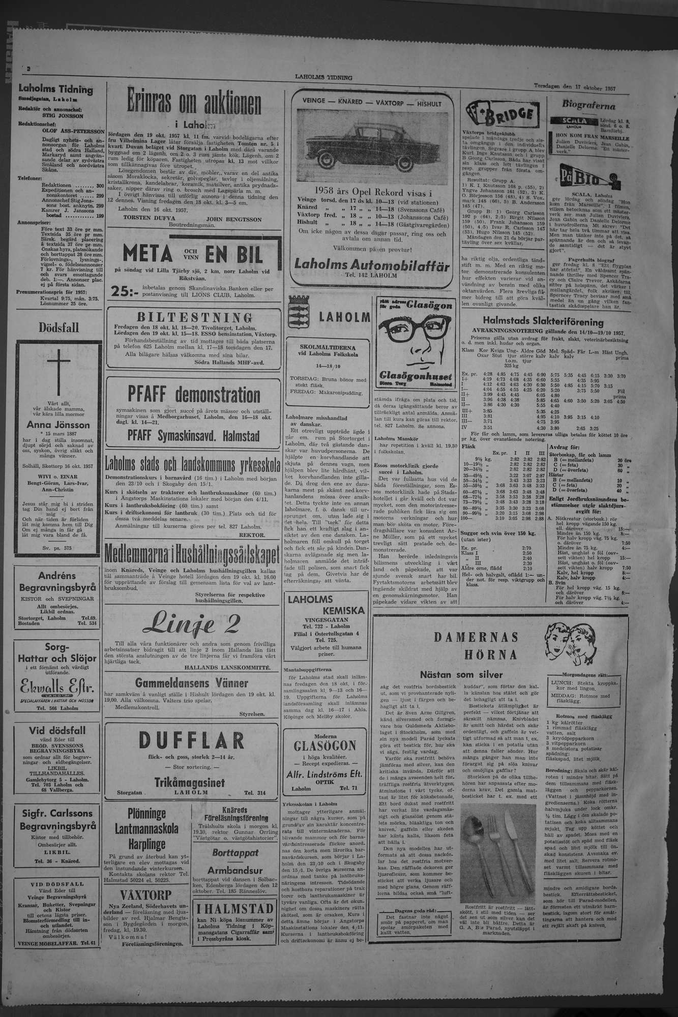 Laholms Tidning Torsdag 17 oktober 1957, sida 2