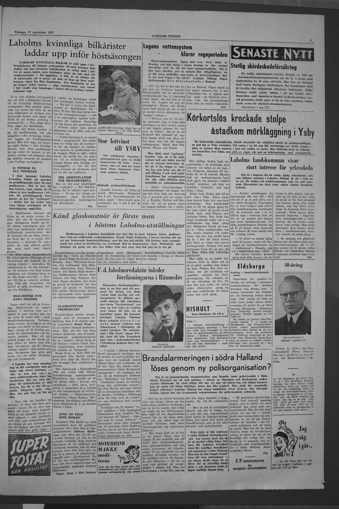 Laholms Tidning Tisdag 17 september 1957, sida 3