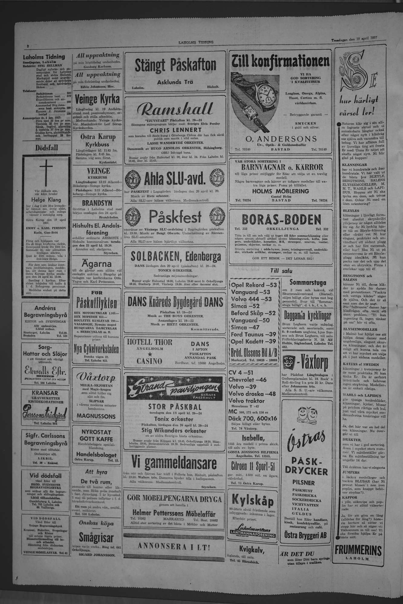 Laholms Tidning Torsdag 18 april 1957, sida 2